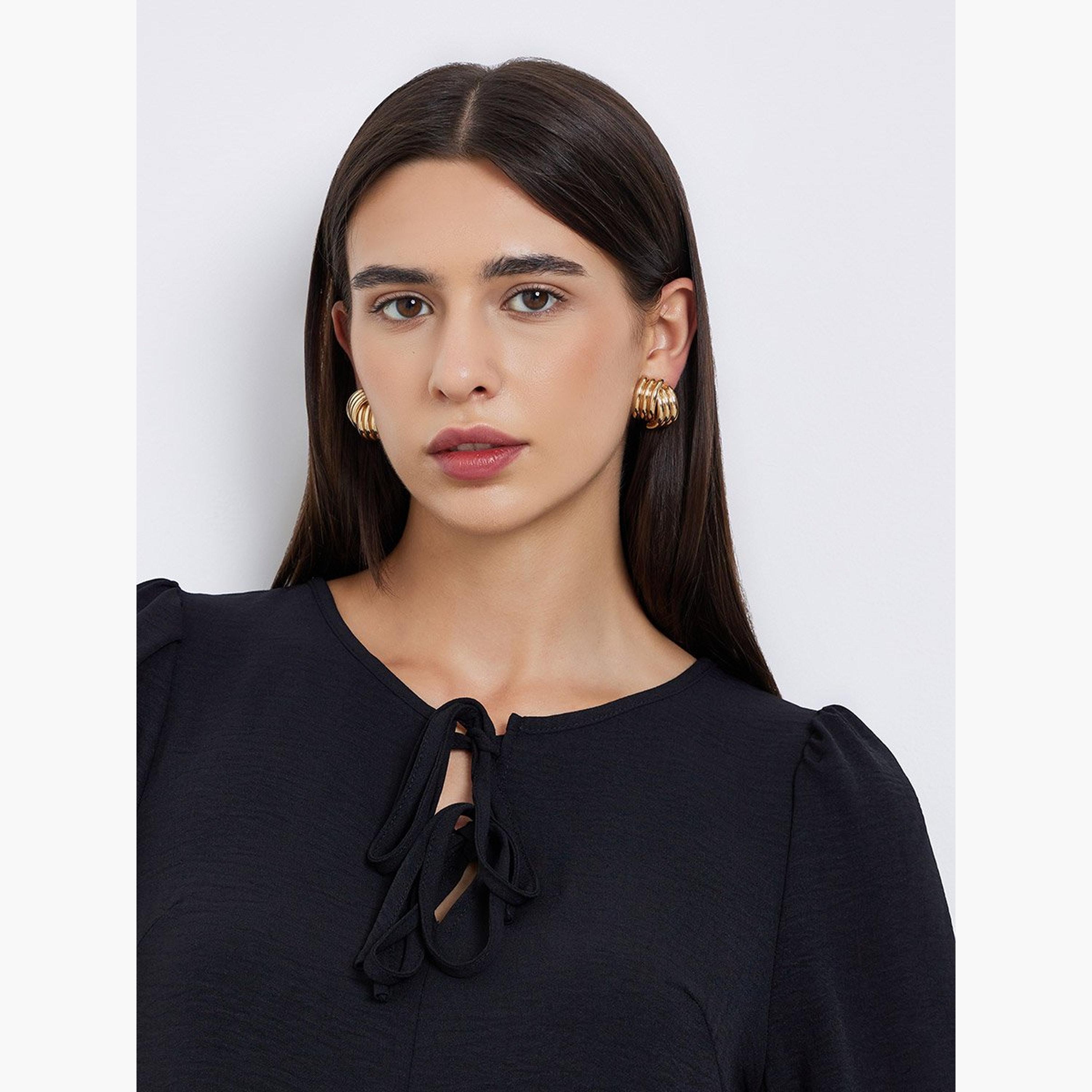 Take Two Black Ruffle Hem Top and Striped Polka Dot Pants Co-Ords-women-clothing-coordsets-image-3
