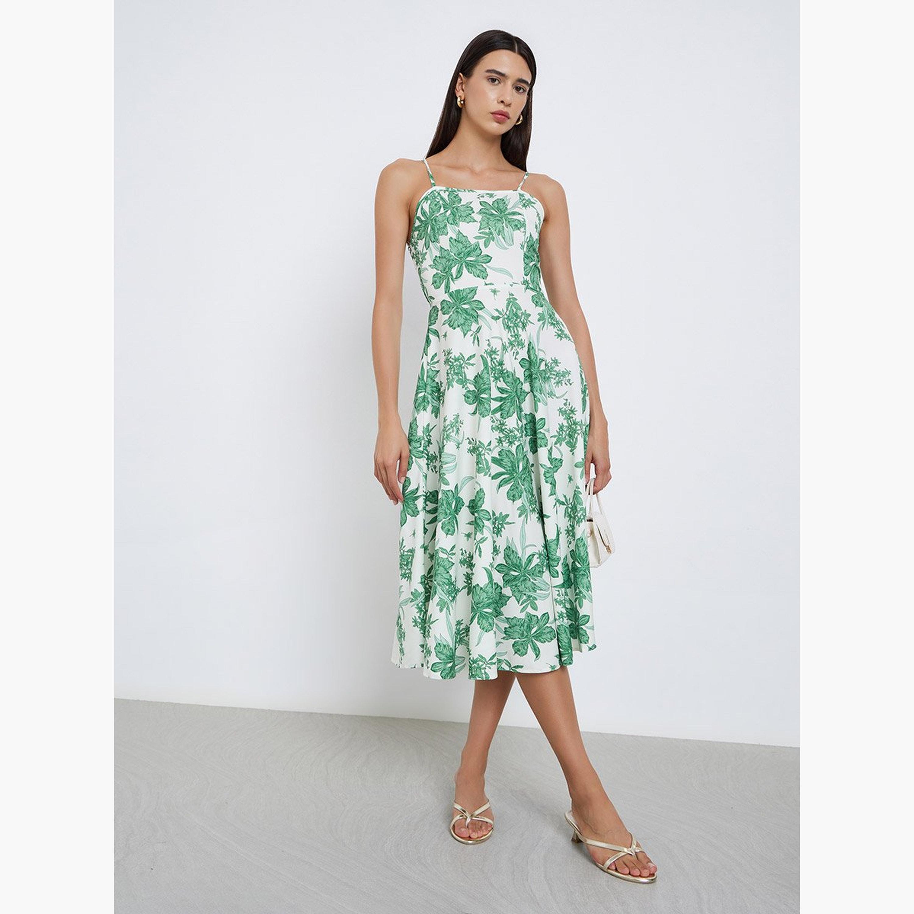 تيك تو - فستان كامي بطبعة زهور مع كارديغان مضلع-women-clothing-coordsets-image-4