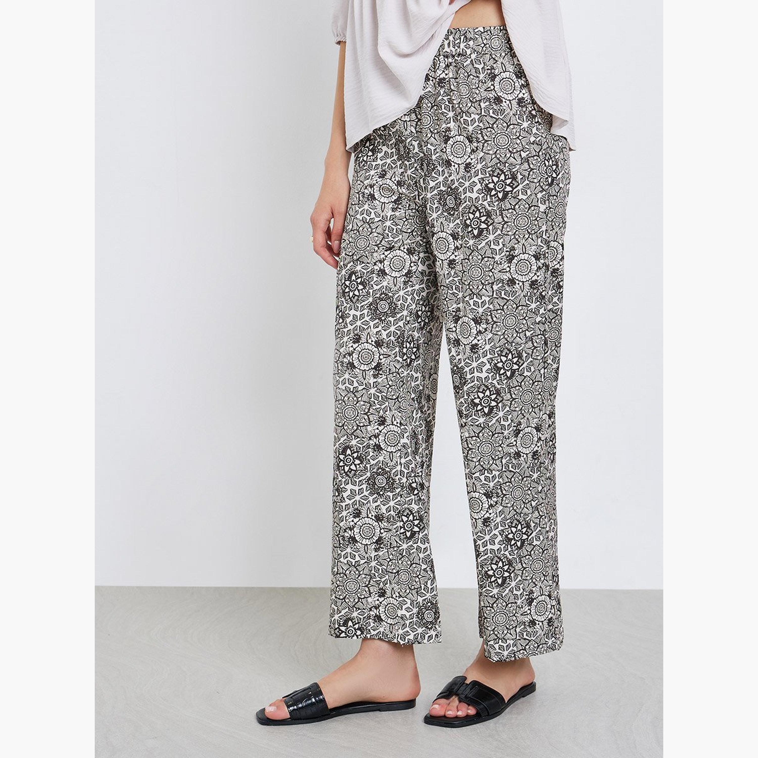 Take Two Ruffle Hem Tops and All-Over Printed Pants Set-women-clothing-coordsets-image-4