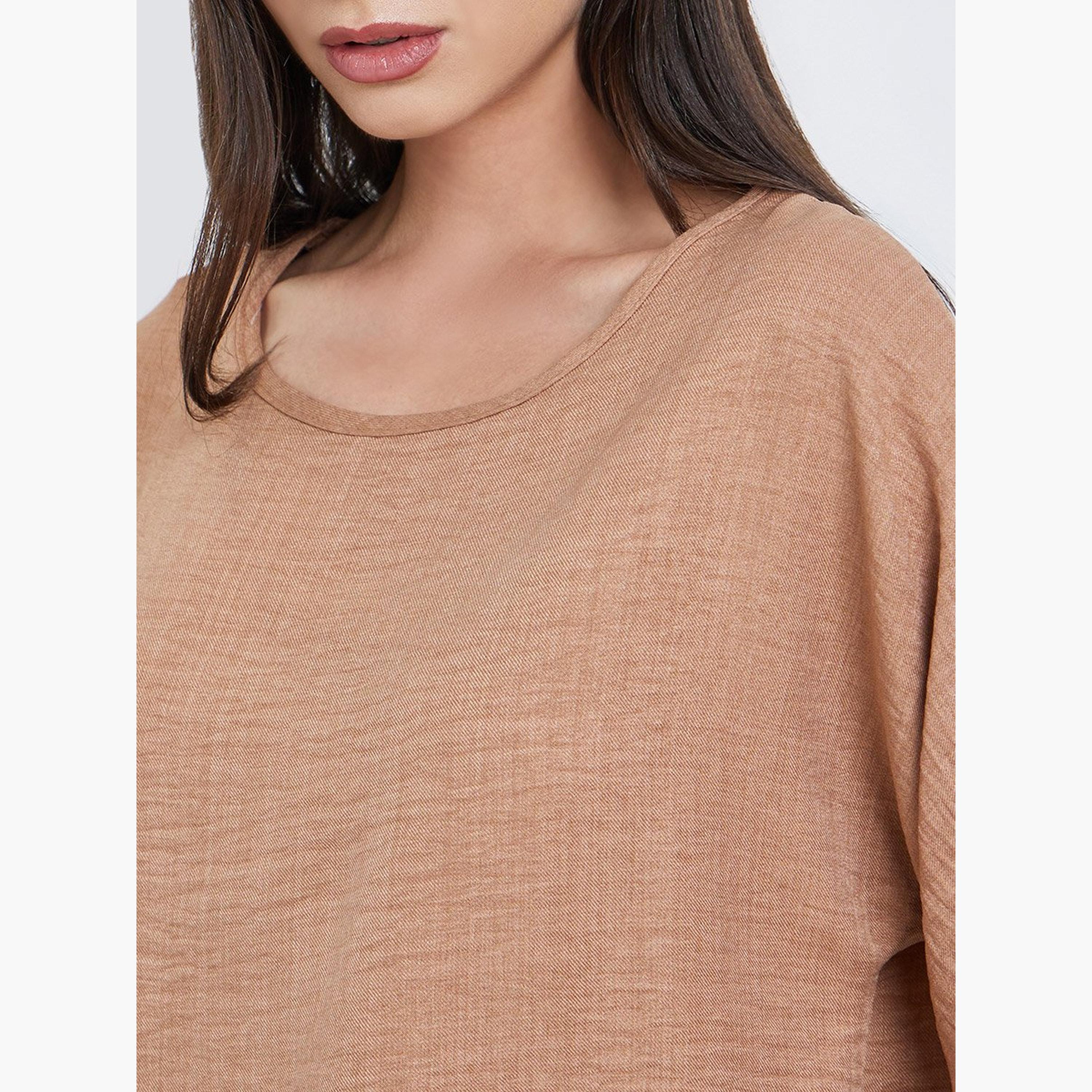 Take Two Brown Short Sleeve Top and 3/4 Length Pants Co-Ords-women-clothing-coordsets-image-3