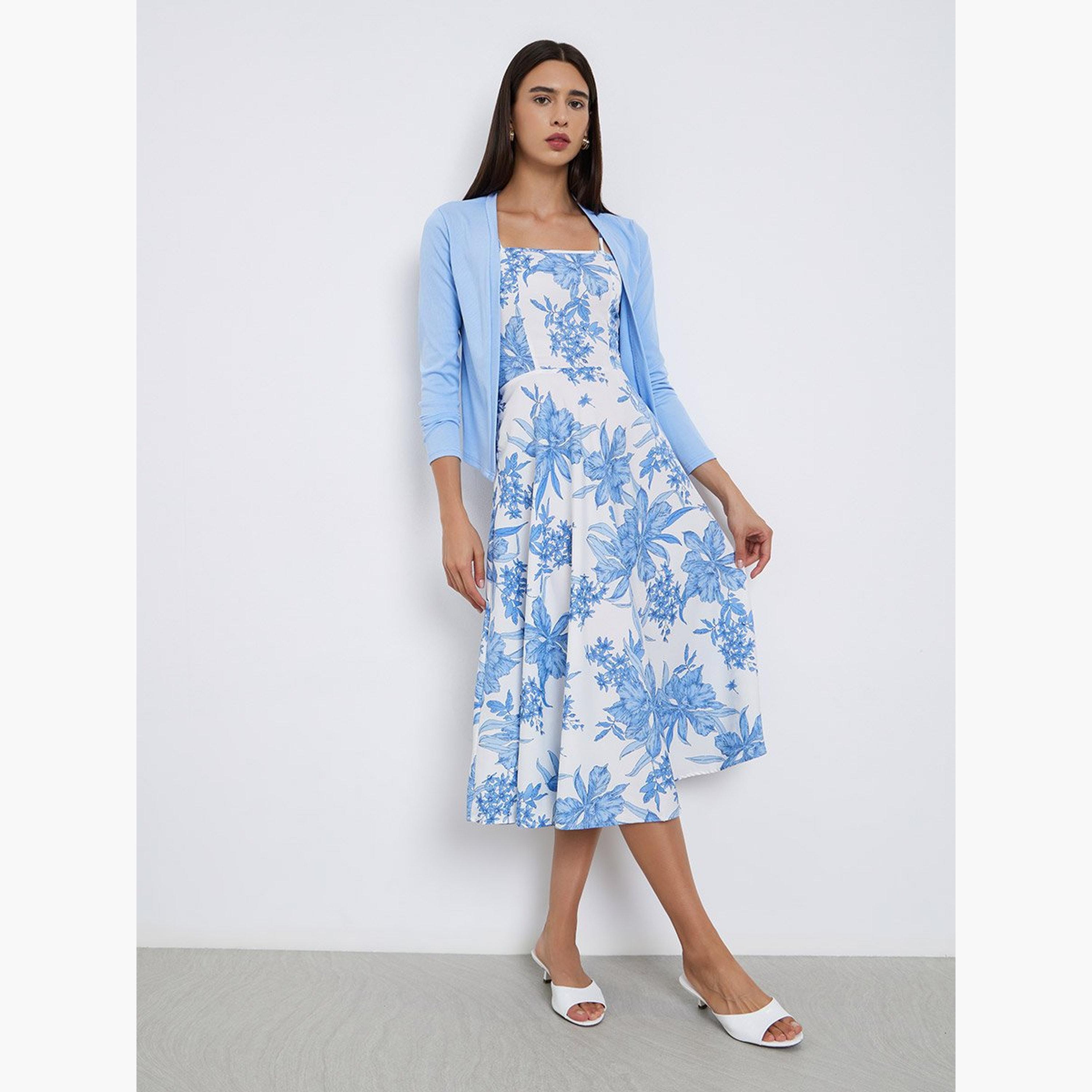 Take Two Ribbed Texture Cardigan and Floral Print Cami Dress Co-Ords-women-clothing-coordsets-image-1