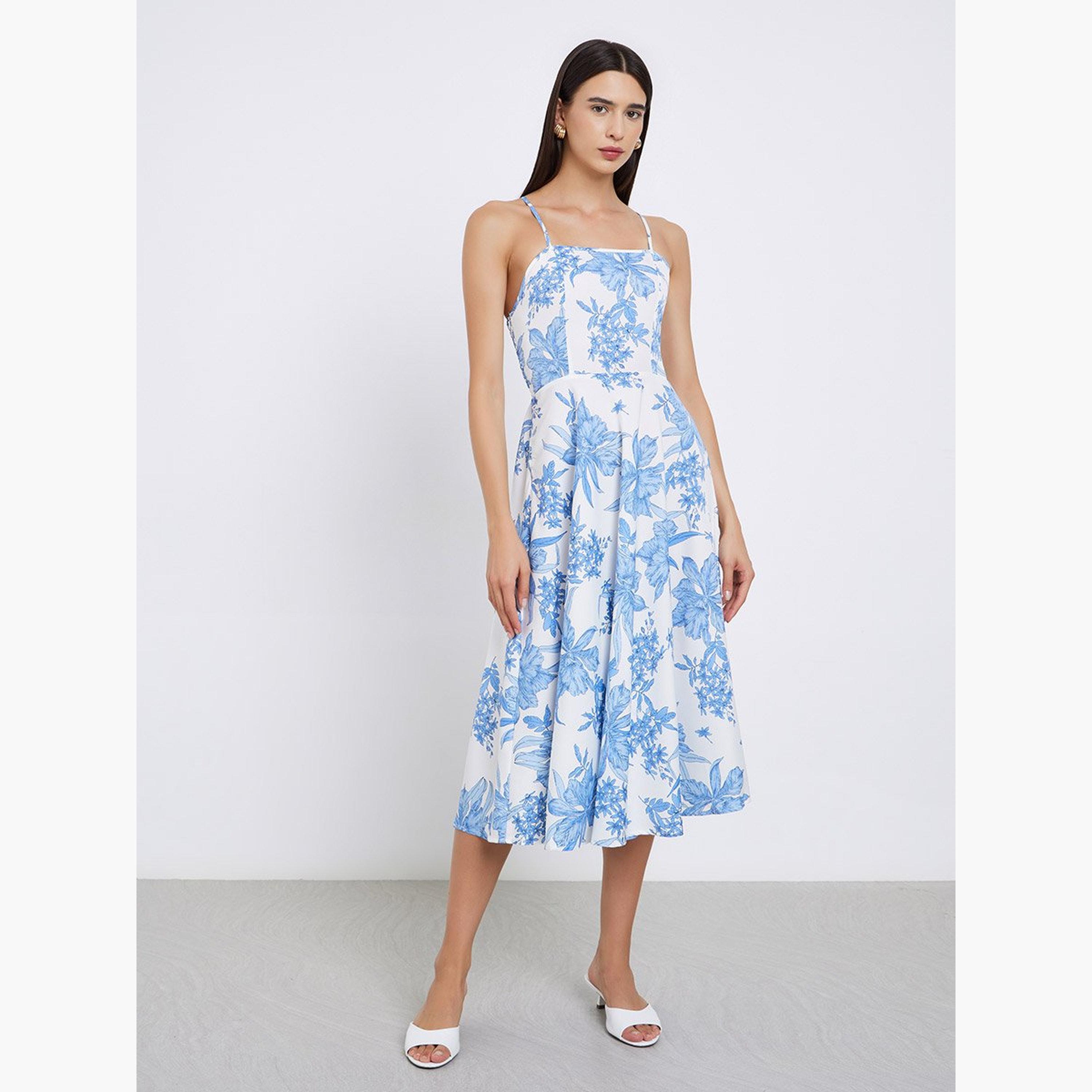تيك تو - فستان كامي بطبعة زهور مع كارديغان مضلع-women-clothing-coordsets-image-5