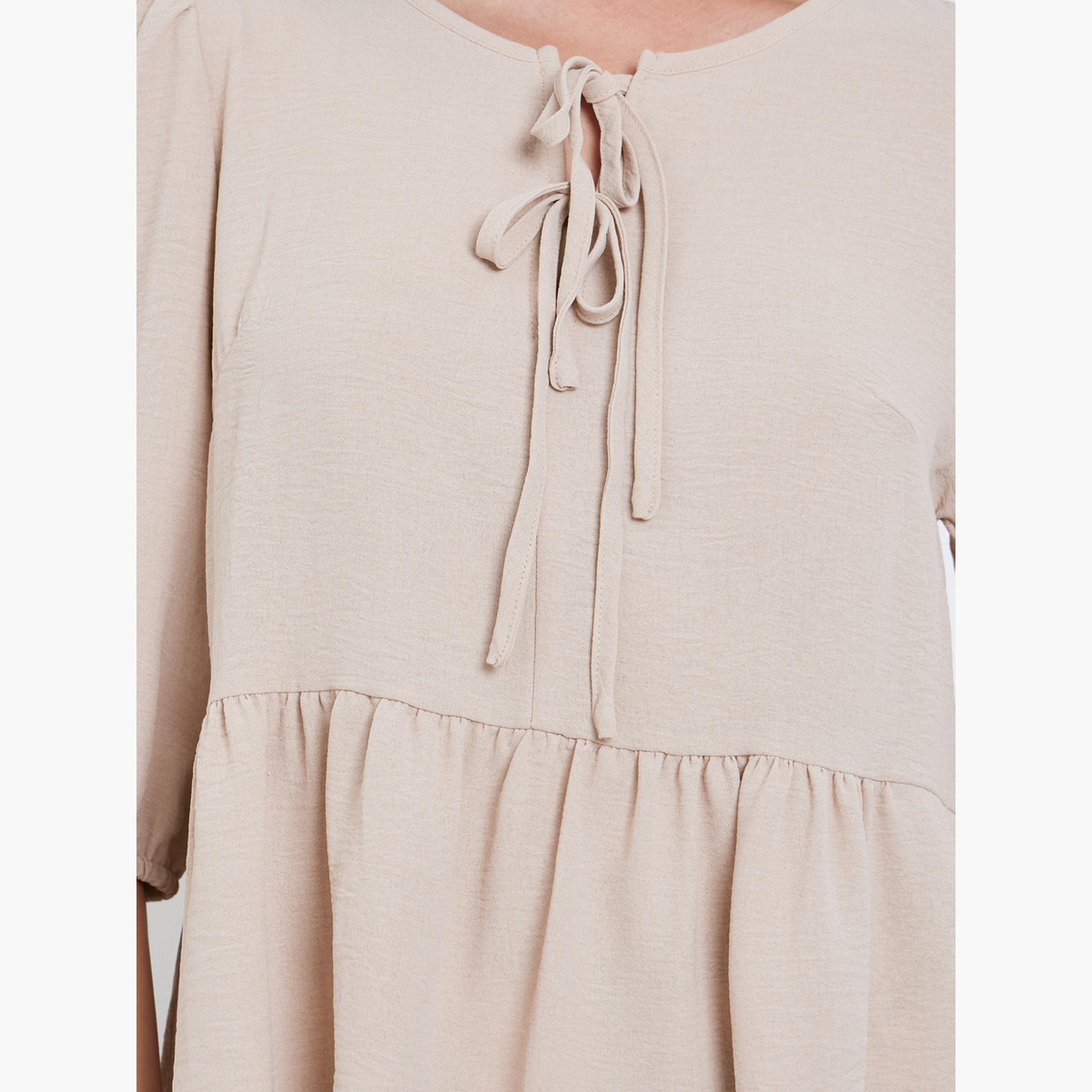 Take Two Ruffle Hem Half Sleeve Tops and Leaf Printed Pants Set-women-clothing-coordsets-image-6