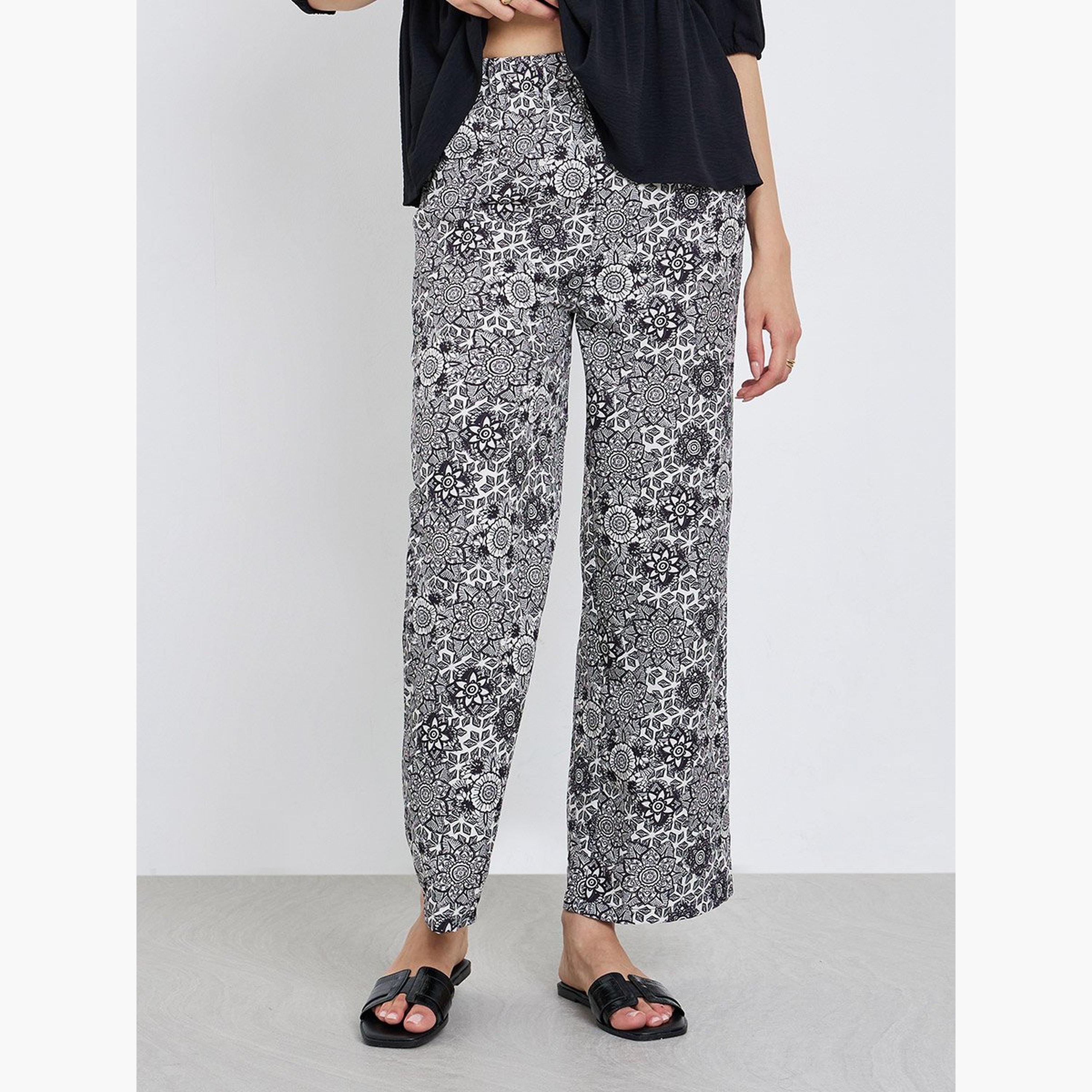 Take Two Ruffle Hem Tops and All-Over Printed Pants Set-women-clothing-coordsets-image-4