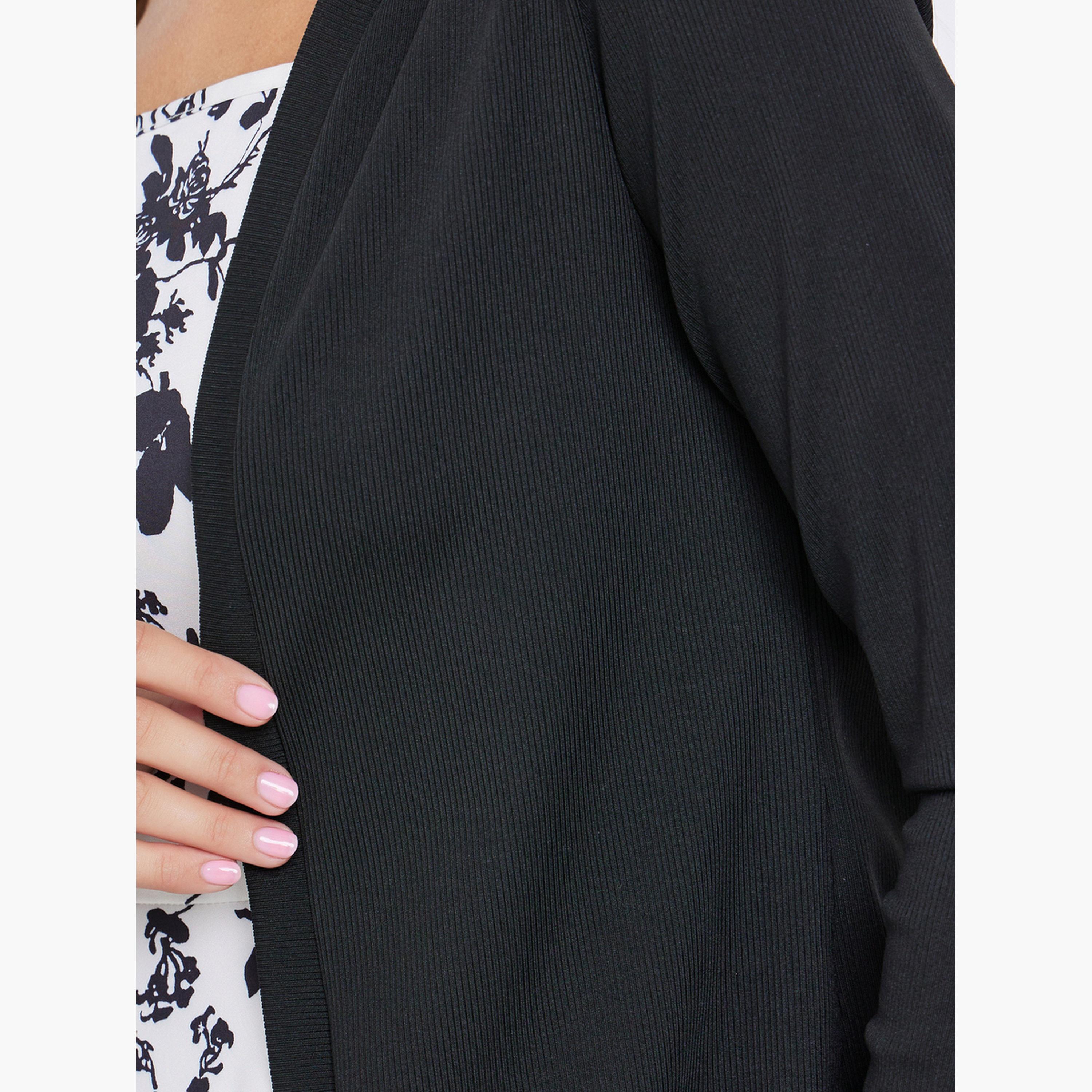 تيك تو - فستان كامي متوسط الطول مزهر مع سترة كارديغان-women-clothing-coordsets-image-5