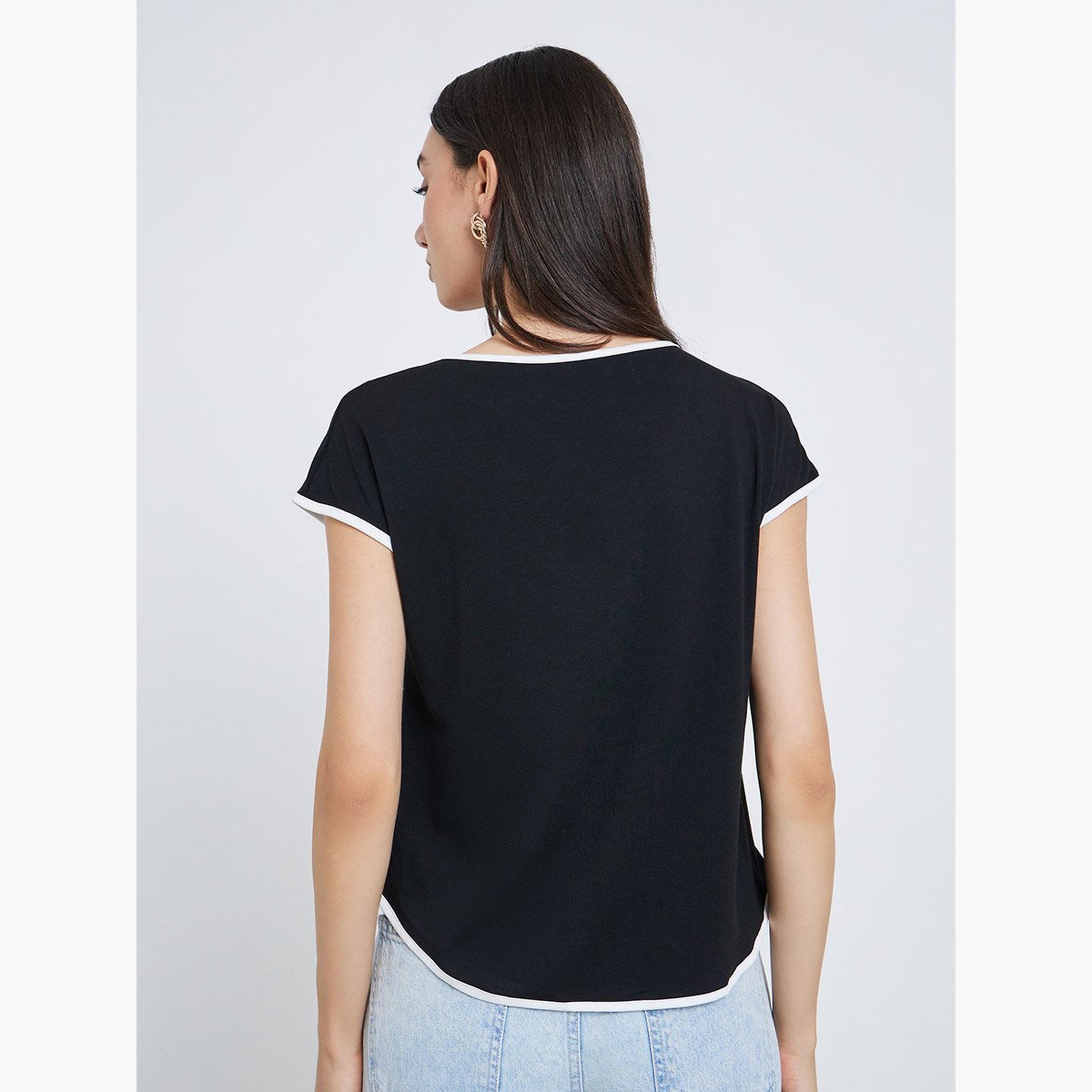 Take Two Black and White Trimmed T-Shirt-women-clothing-coordsets-image-5