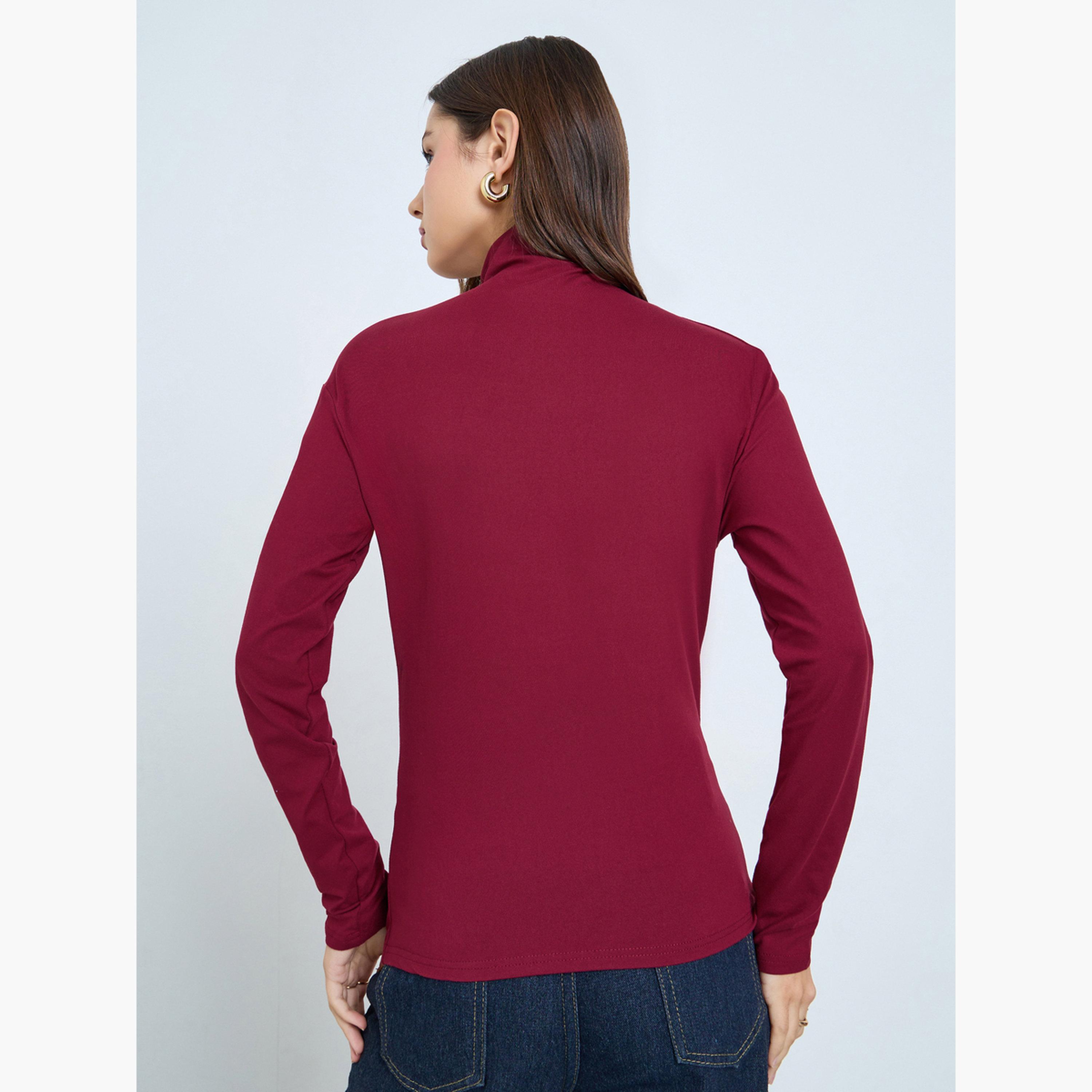 Take Two High Neck Ruching Detail Long Sleeve Top-women-clothing-shirtsandblouses-blouses-image-4