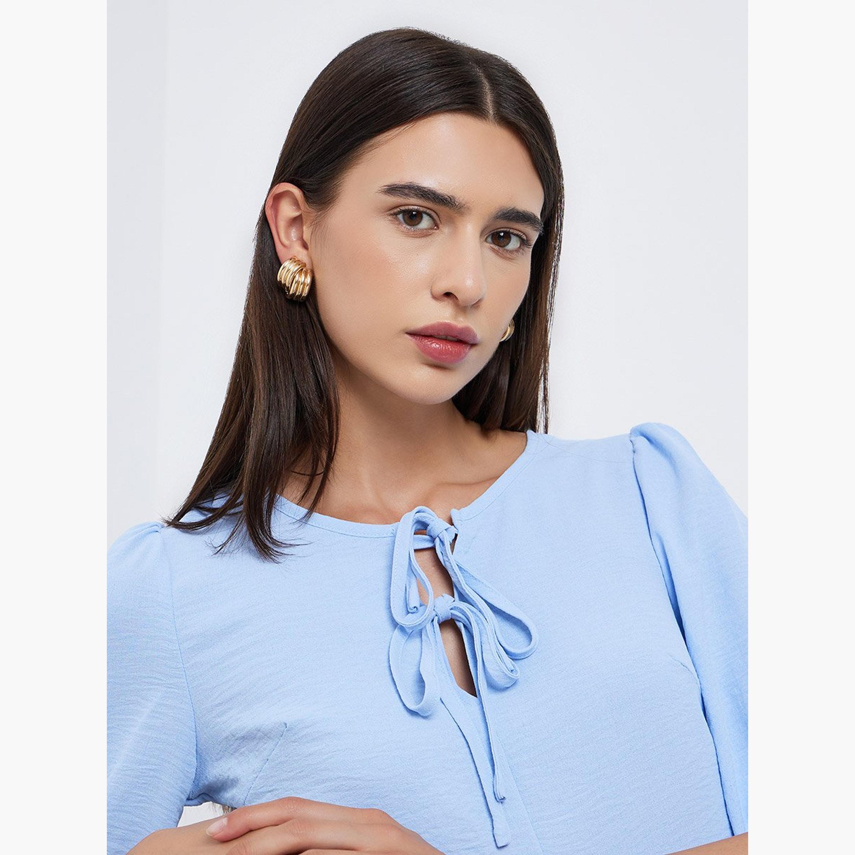 Take Two Blue Ruffle Hem Top and Floral Print Pants Co-Ords-women-clothing-coordsets-image-4