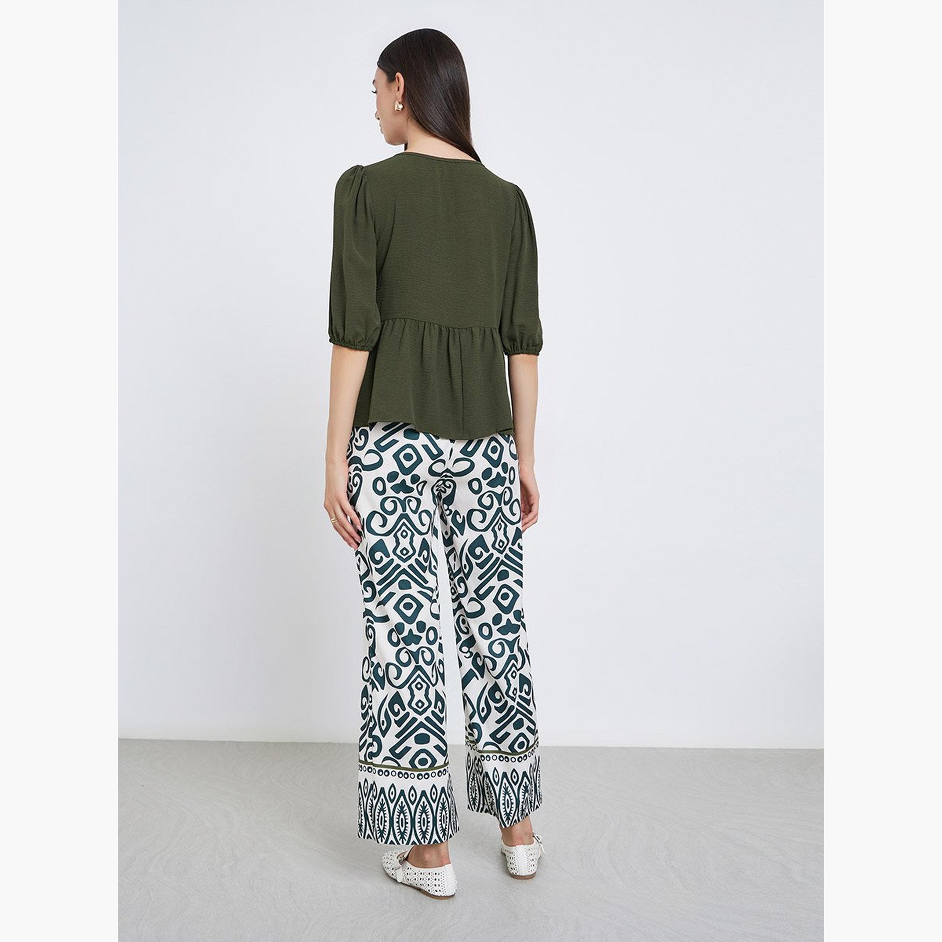 Take Two Women Tie-Up Neck Top and Printed Pants Co-Ords-women-clothing-coordsets-image-5