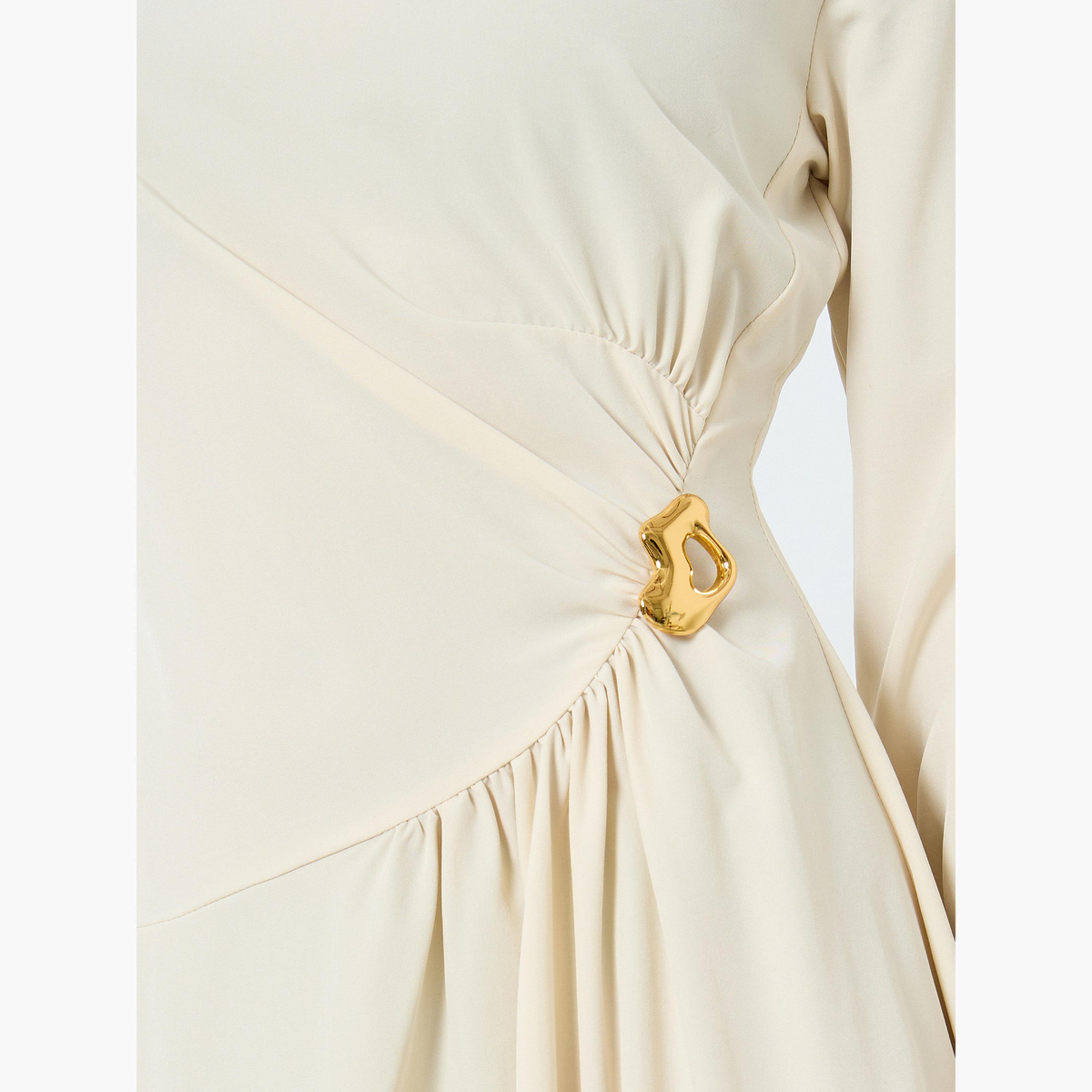 ستايلي - فستان ماكسي بفتحة رقبة وزينة معدنية للنساء-women-clothing-dresses-image-5