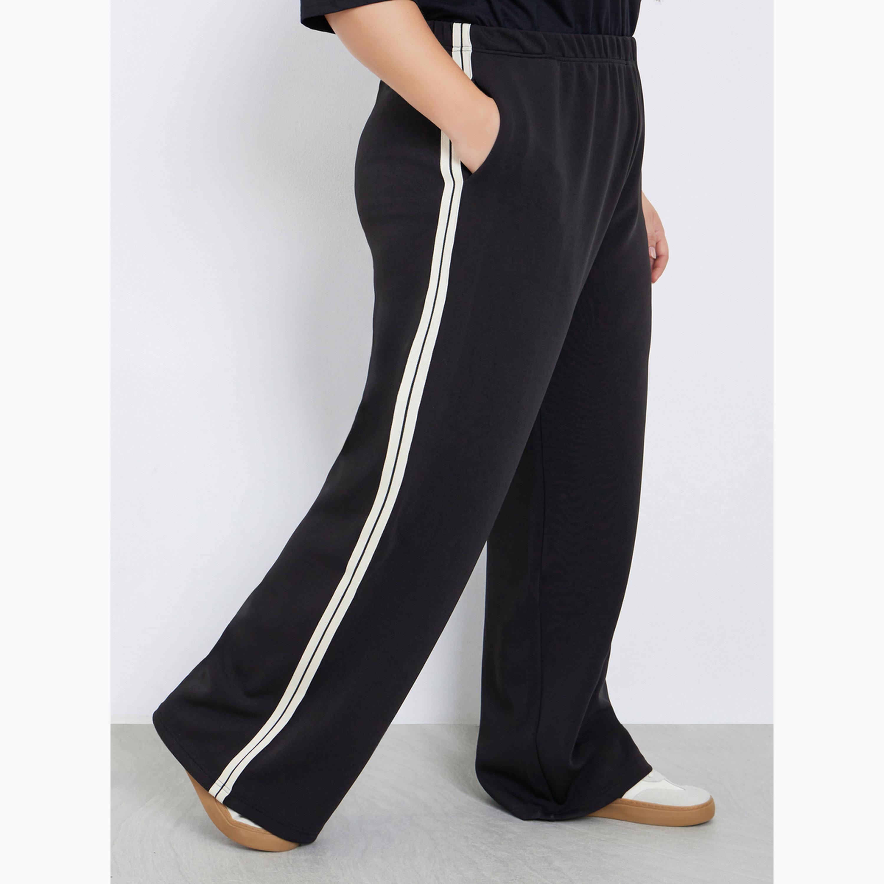Styli Women Plus Size Wide Leg Joggers with Side Stripe-women-clothing-bottoms-joggers-image-1