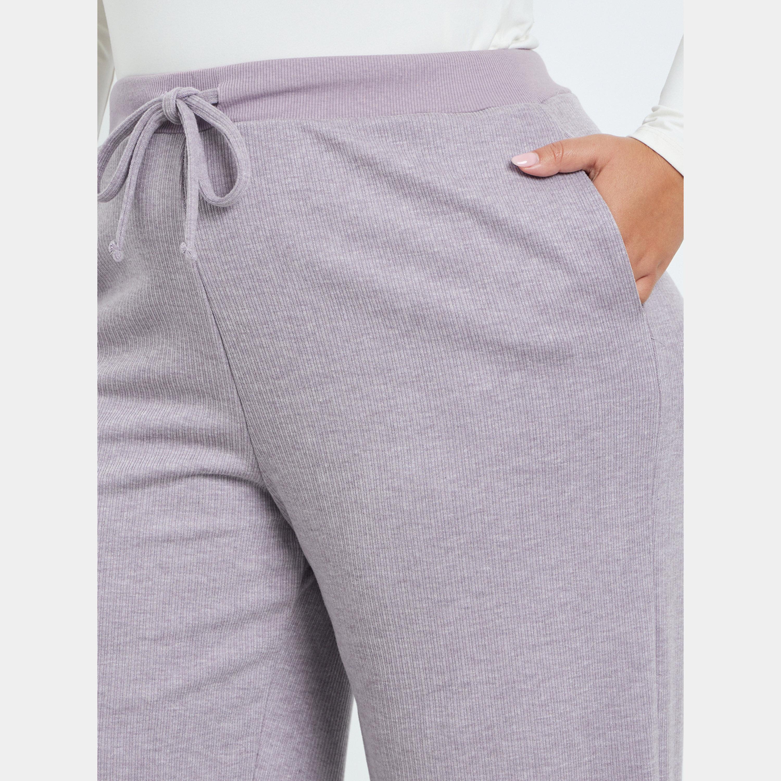 Styli Plus Size Lilac Ribbed Relaxed Fit Joggers-women-clothing-bottoms-joggers-image-3