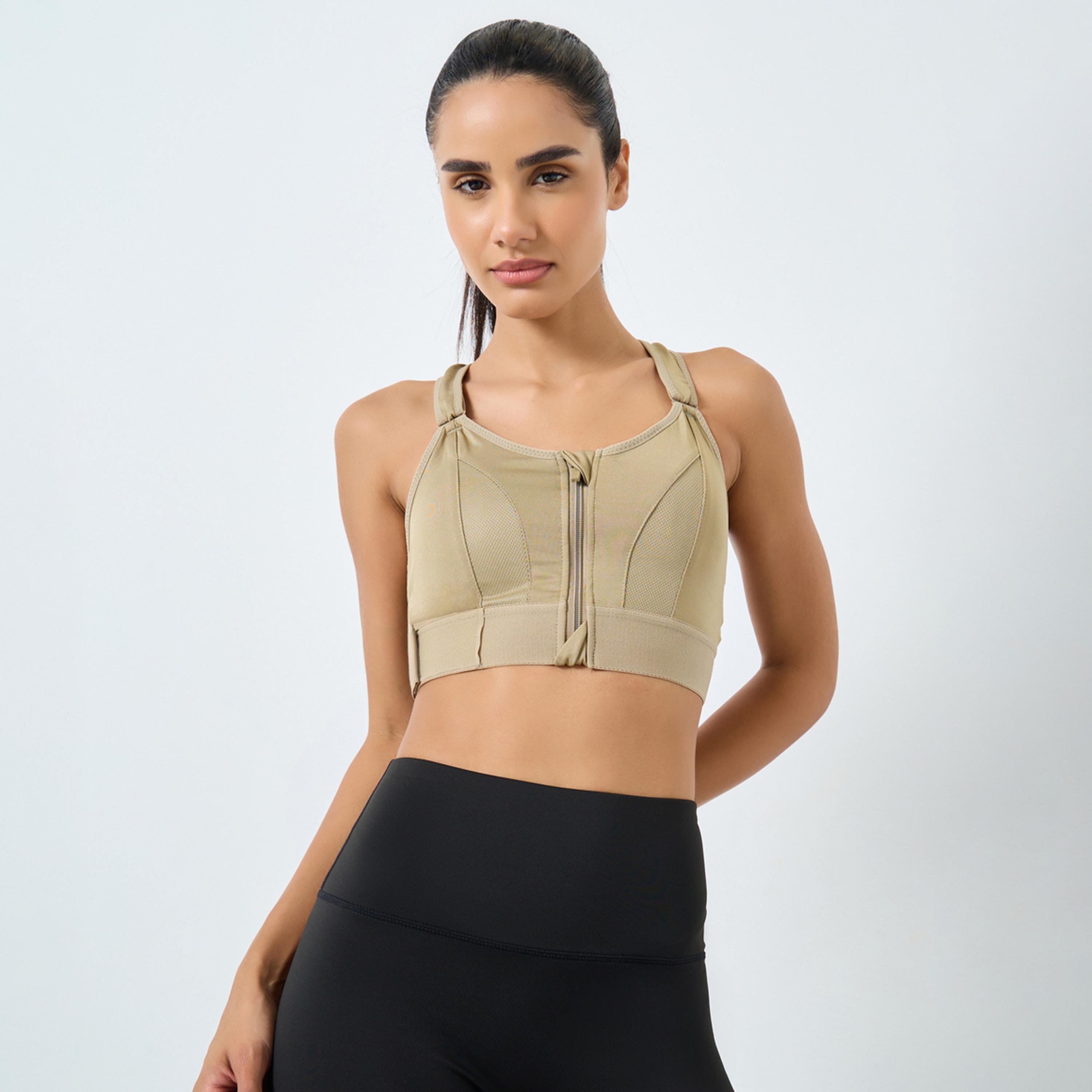 Styli Adjustable Straps and Underband with Front Zip Sports Bra-women-clothing-sportswearandactivewear-sportsbras-image-1