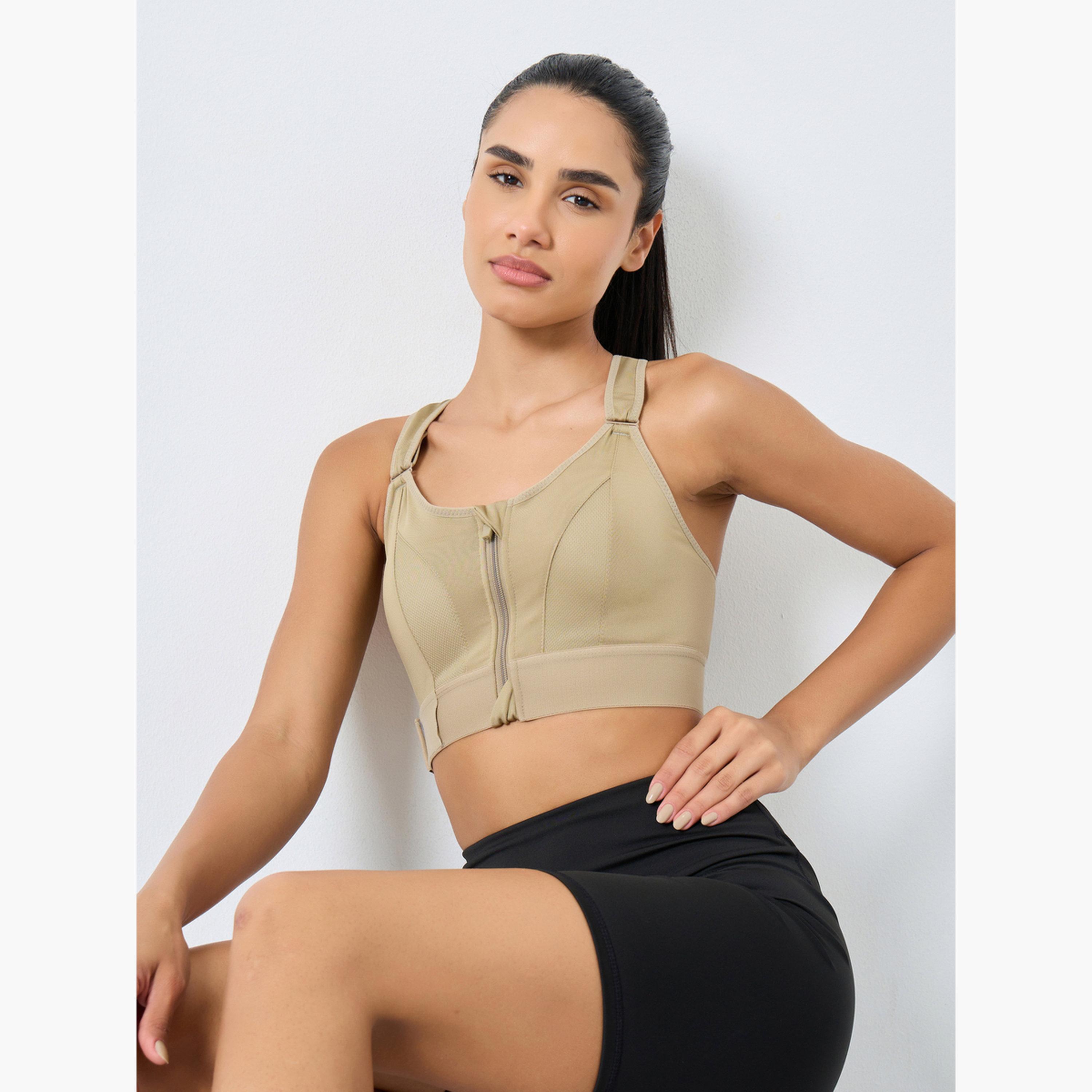 Styli Adjustable Straps and Underband with Front Zip Sports Bra-women-clothing-sportswearandactivewear-sportsbras-image-3