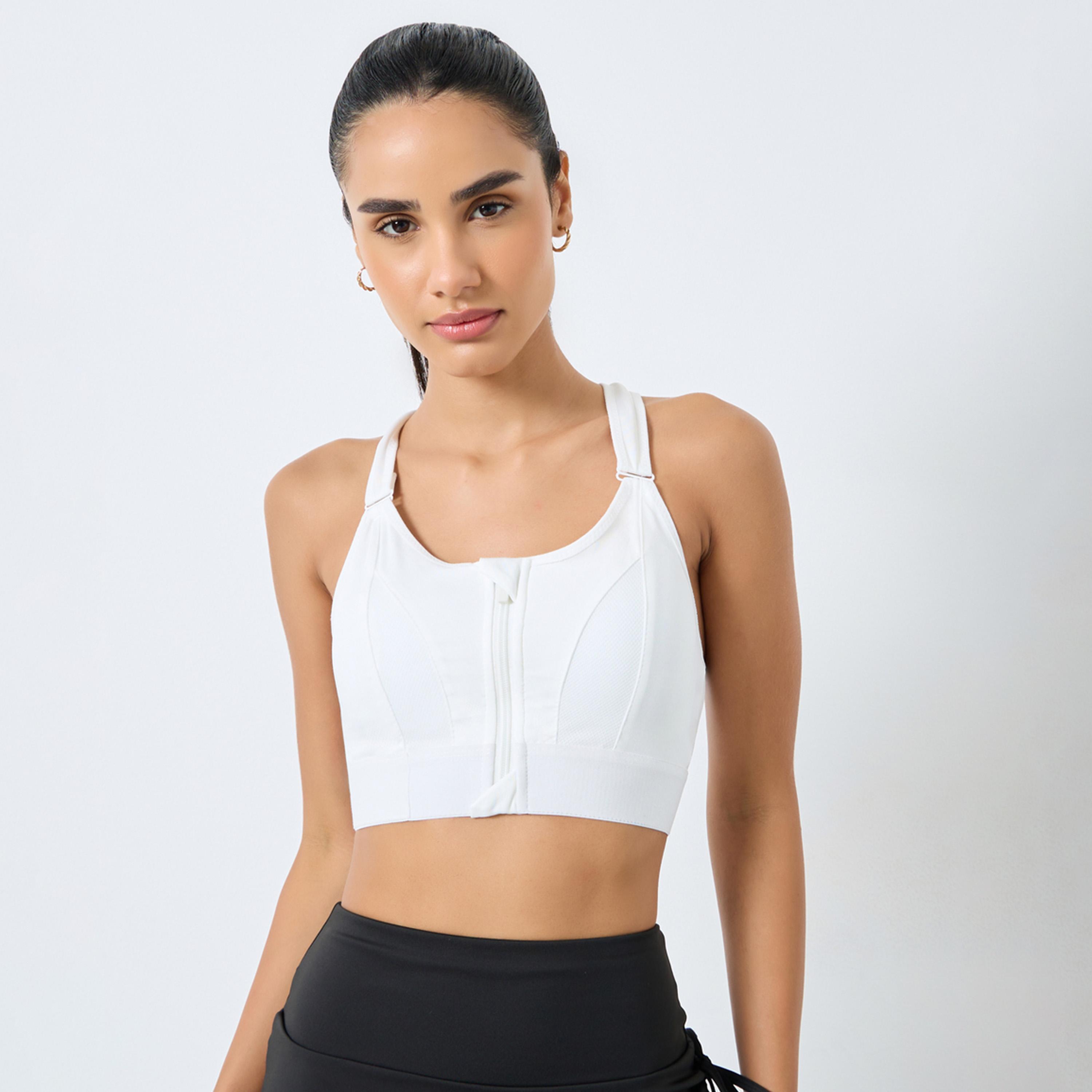 ستايلي - حمالة صدر رياضية بأحزمة قابلة للتعديل وحزام سفلي مع سحاب أمامي-men-clothing-sportswearandactivewear-tshirtsandpolos-image-1
