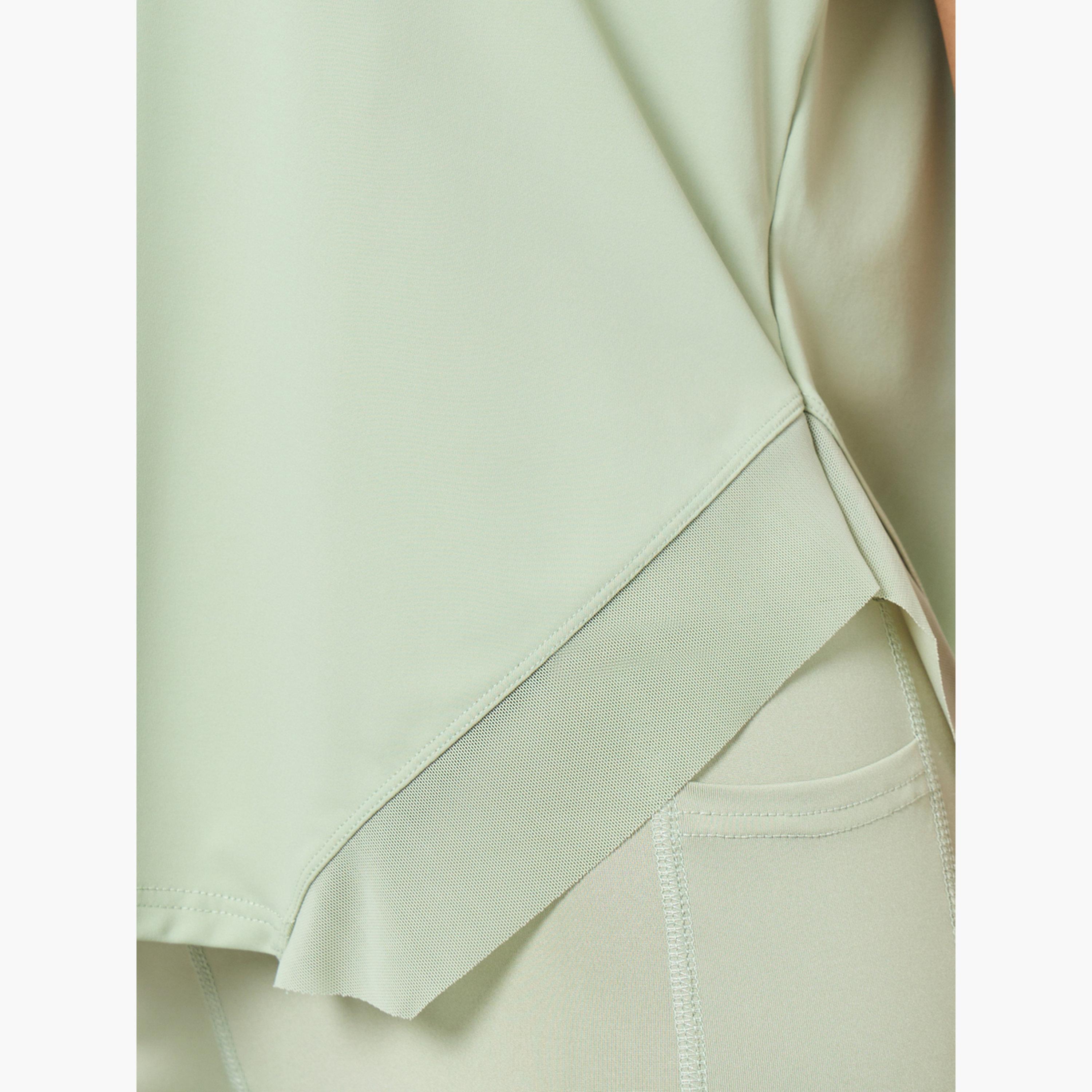ستايلي - توب فضفاض مع حاشية شبكية مقطوعة من الجانب-women-clothing-sportswearandactivewear-tshirtsandvests-image-3