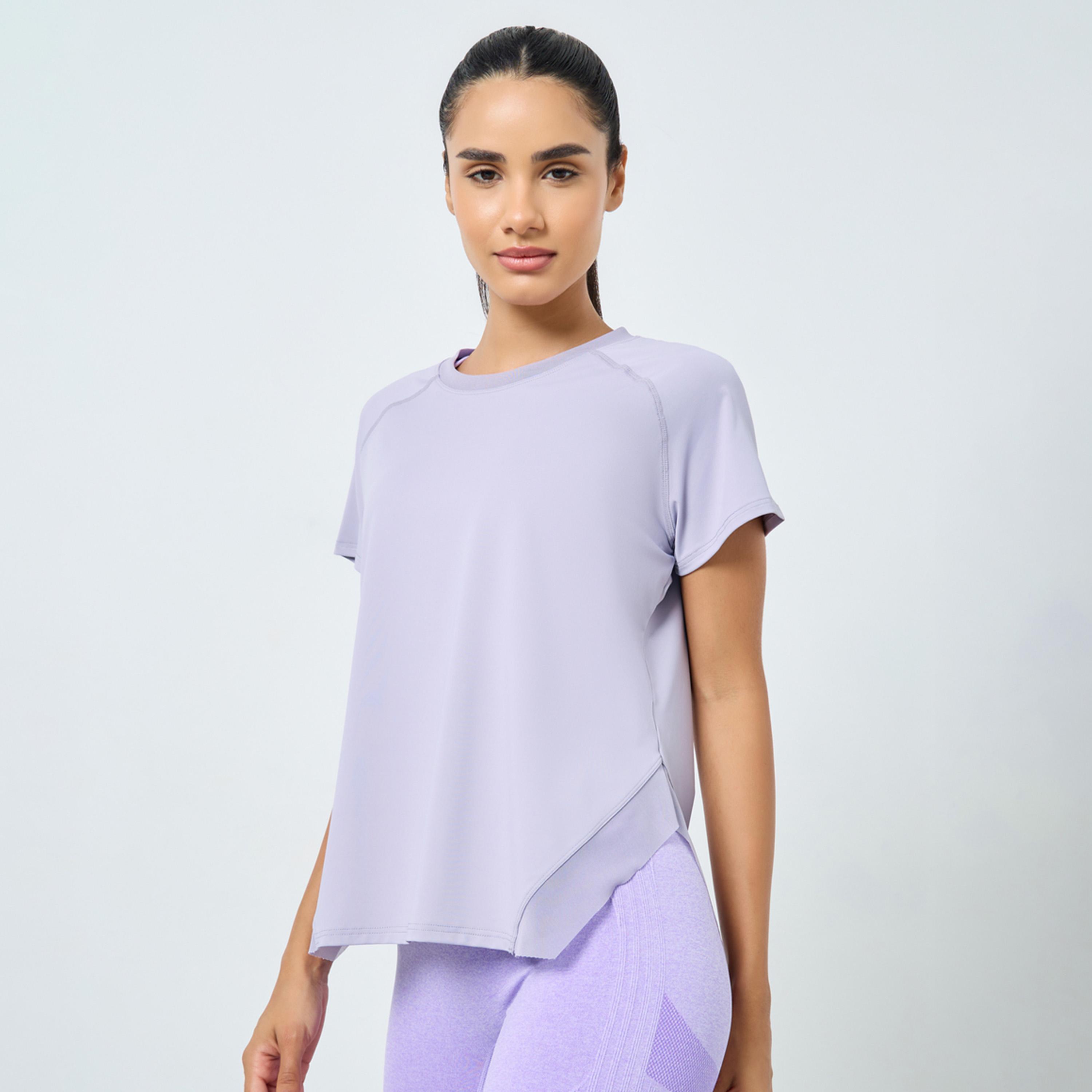 Styli Side Cut Mesh Insert Hem Loose Fit Top-women-clothing-sportswearandactivewear-tshirtsandvests-image-1