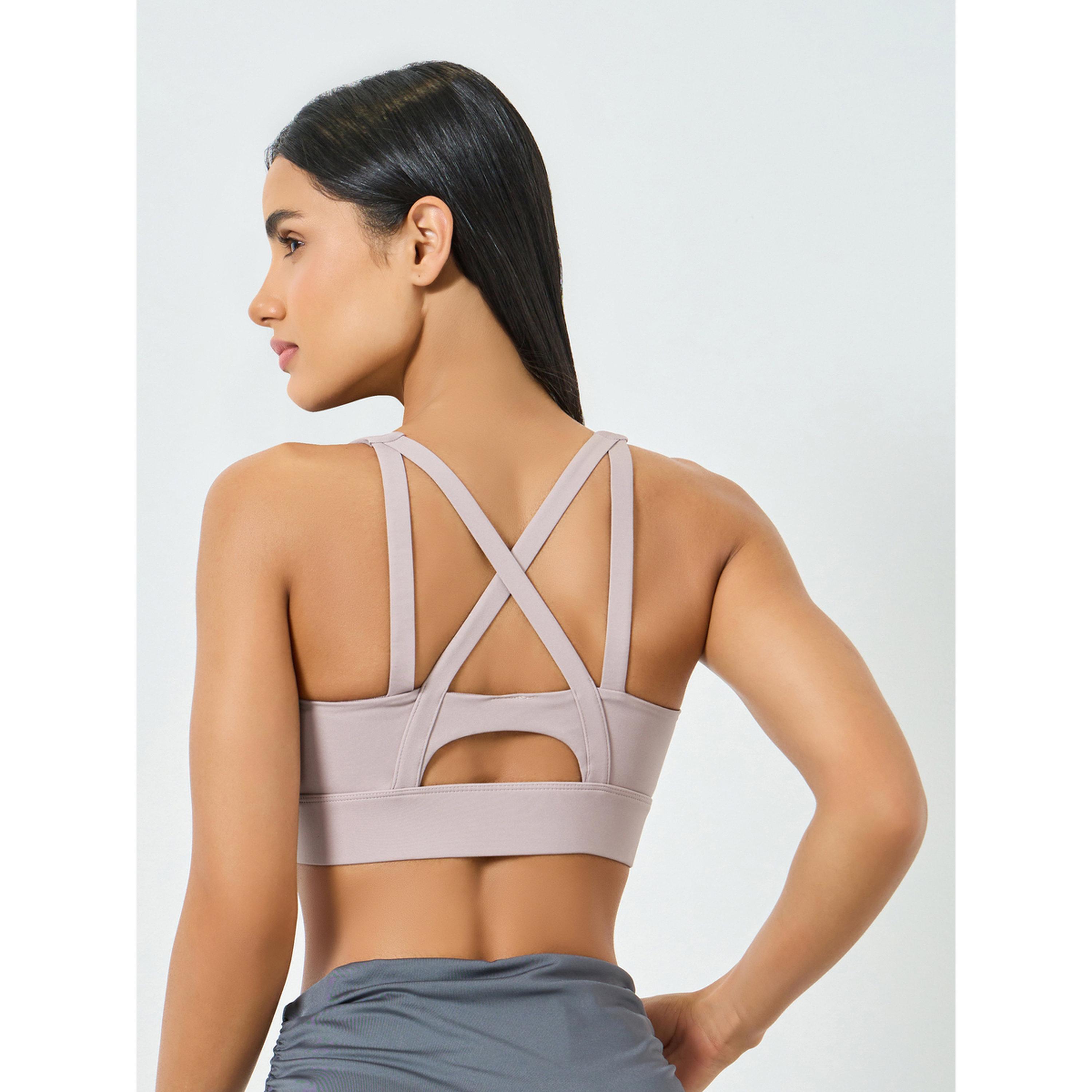 ستايلي - حمالة صدر رياضية وردية اللون بسحاب أمامي وظهر متقاطع - دعم عالي-women-clothing-lingerie-bras-image-3