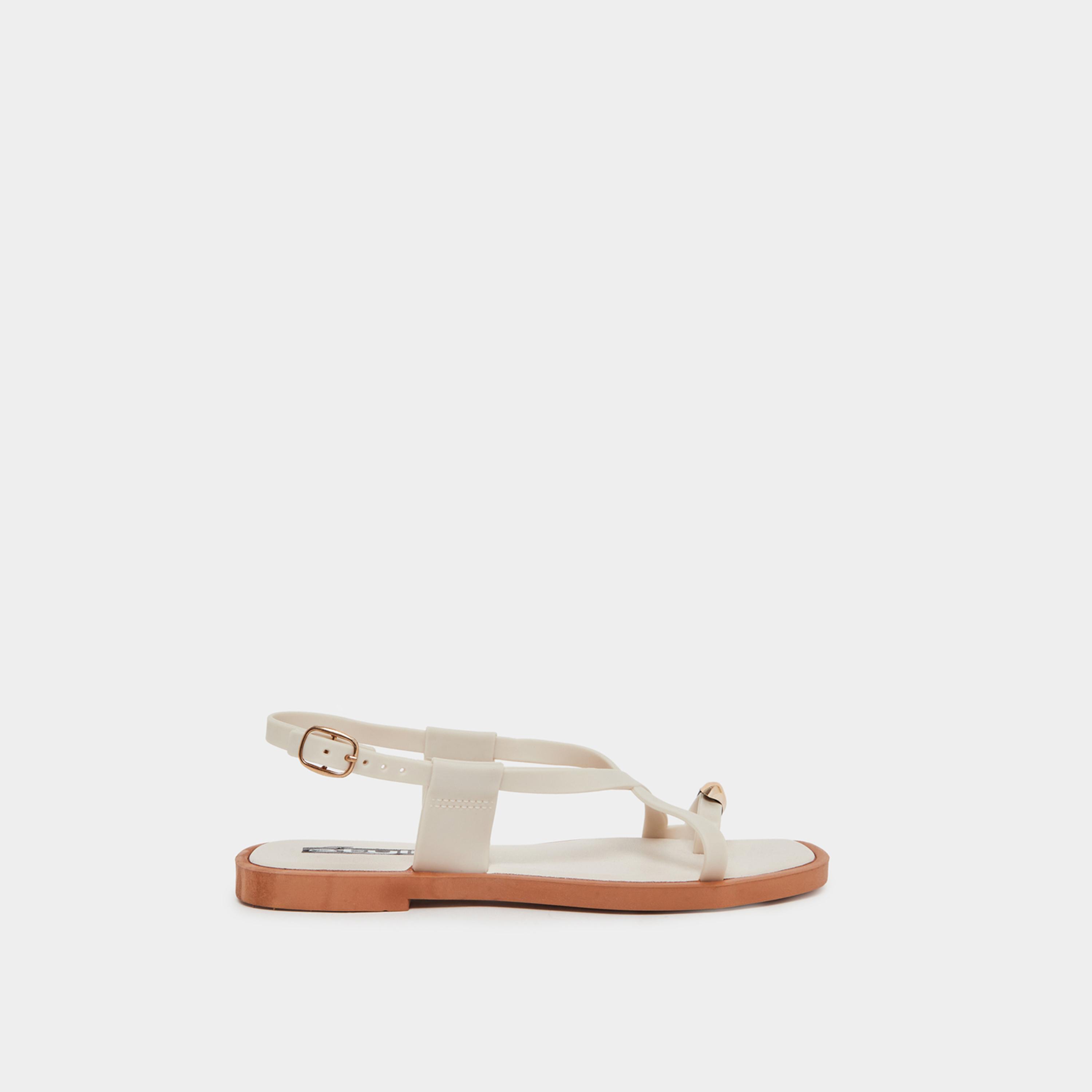 Styli Metal Accent Toe Loop Flat Sandals-women-shoes-sandals-flats-image-3
