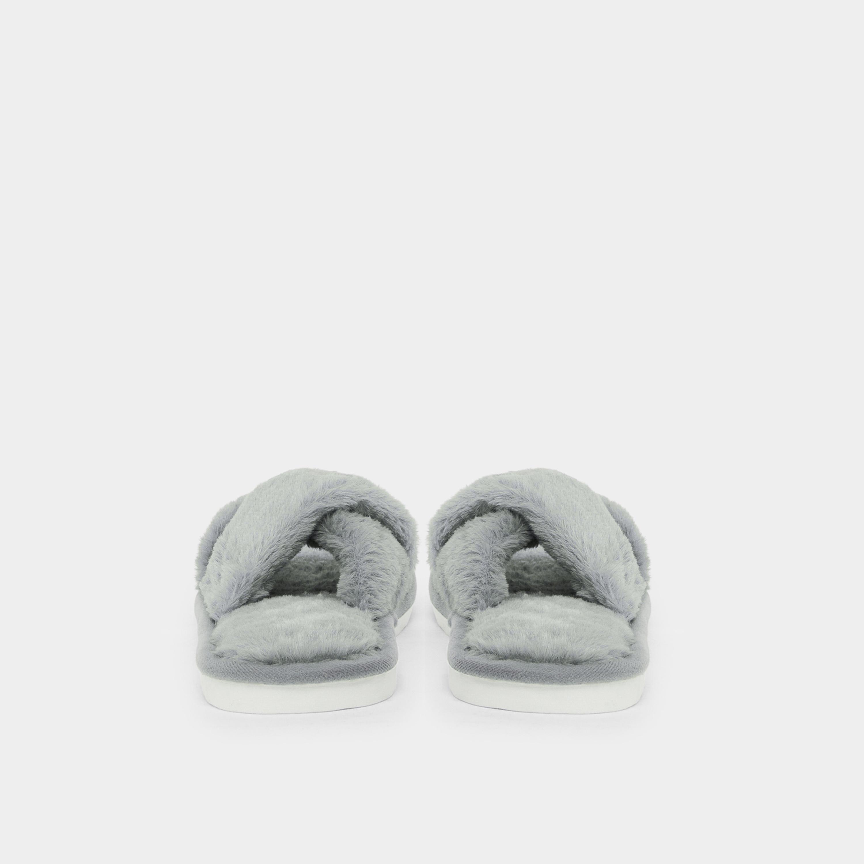 Styli Women Grey Faux Fur Bedroom Slippers-women-shoes-bedroomslippers-image-4