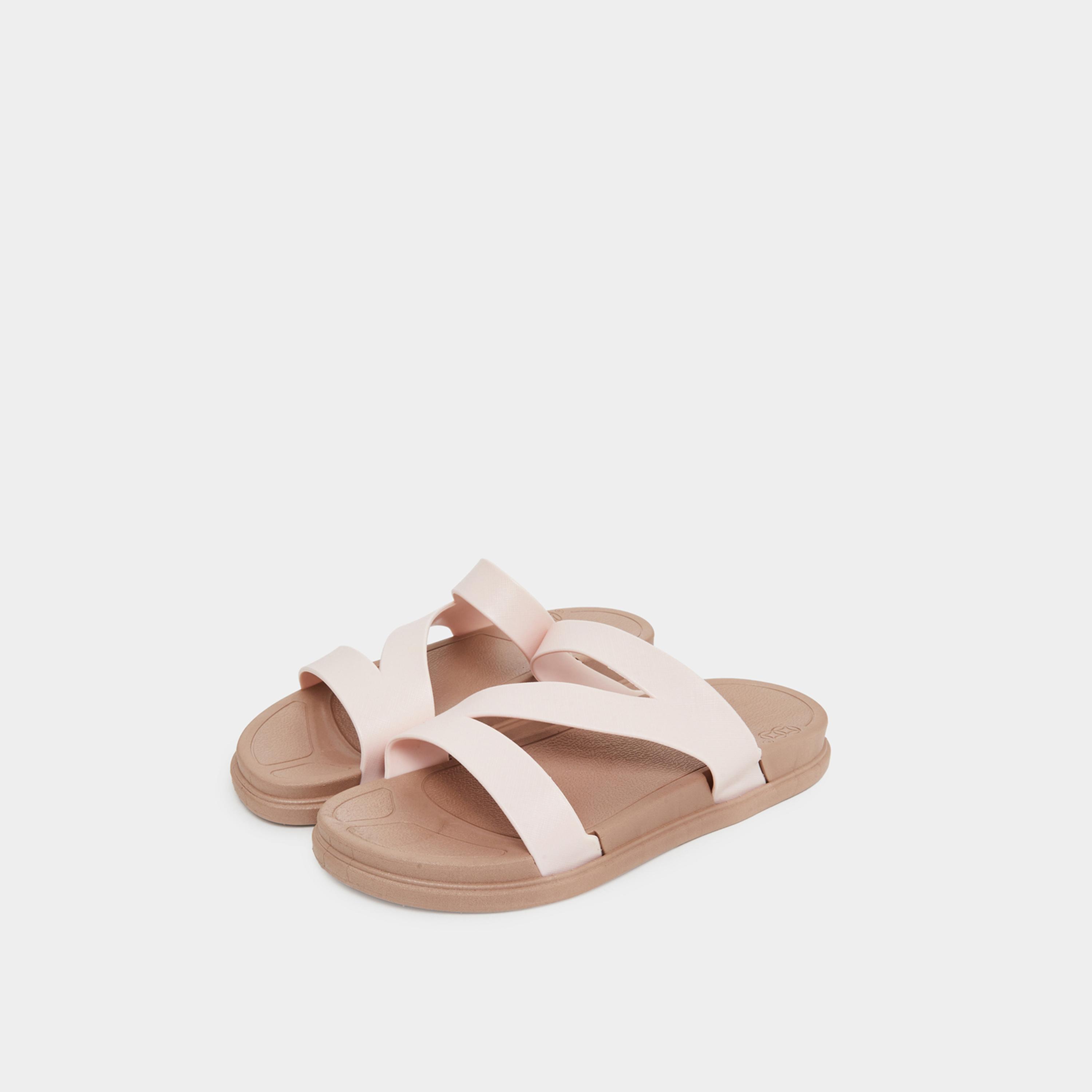 ستايلي - صندل مسطح متقاطع باللون الوردي للنساء-women-shoes-sandals-flats-image-1