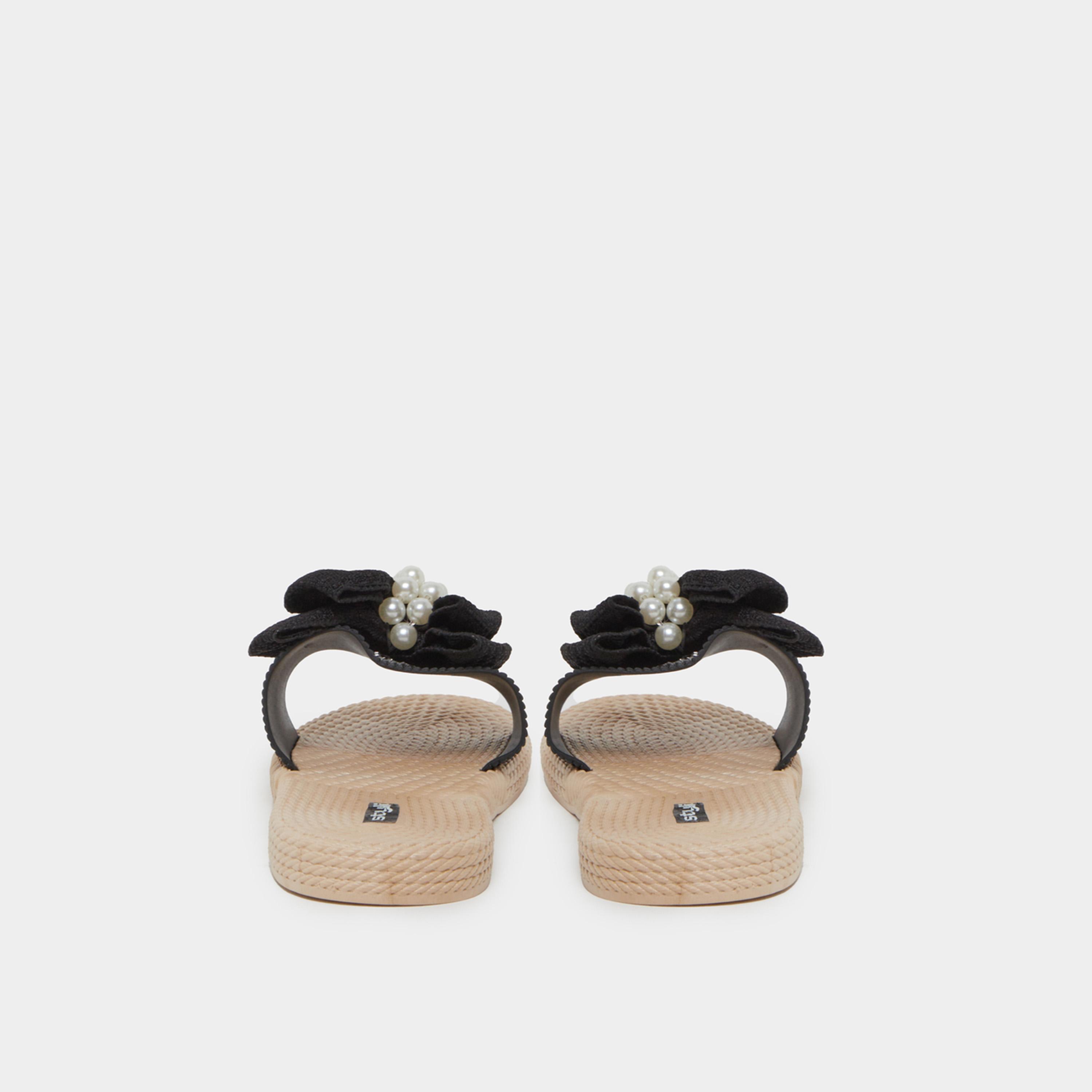ستايلي - صندل مسطح بتفاصيل فيونكة سوداء للنساء-women-shoes-sandals-flats-image-4