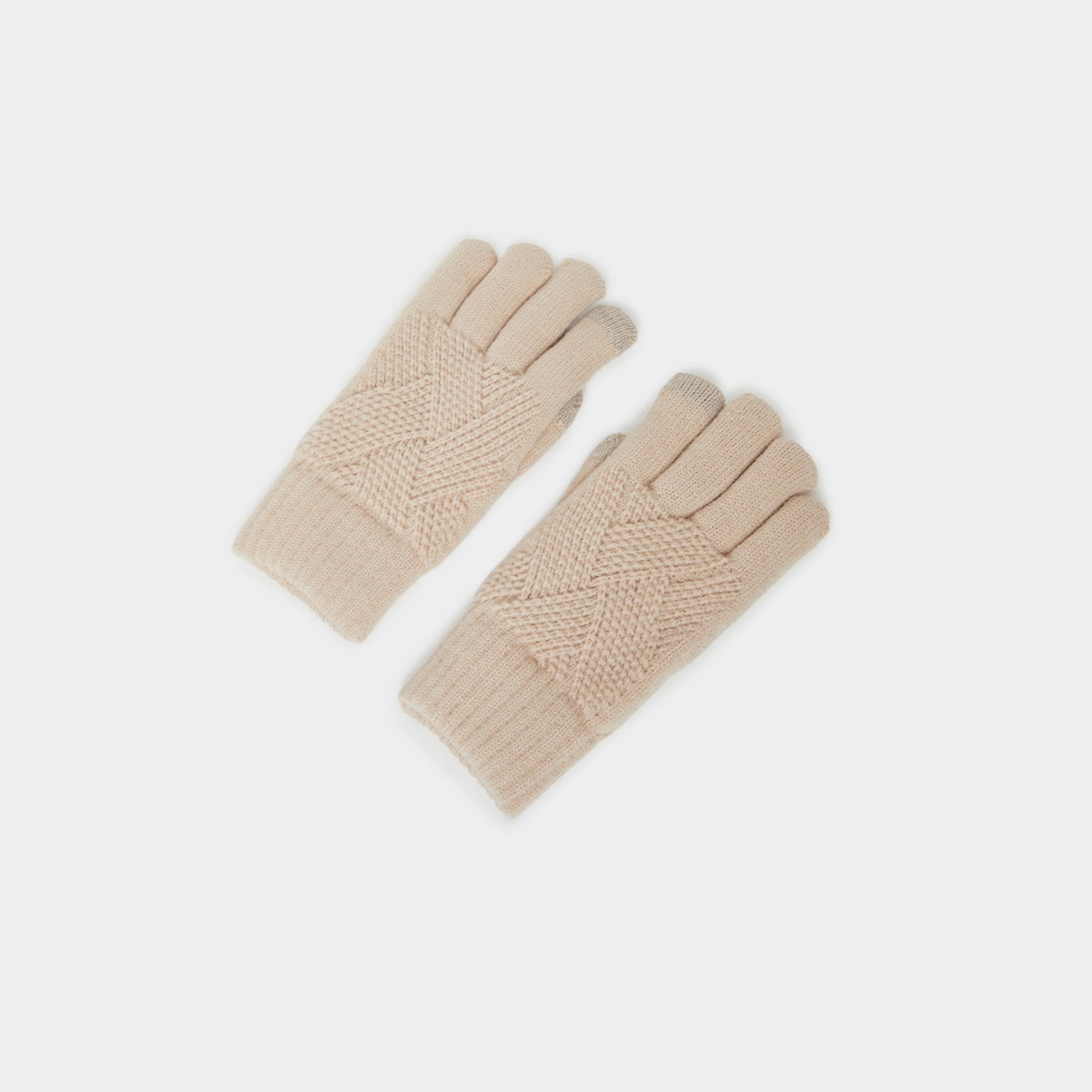 Styli Textured Gloves with Ribbed Cuffs-women-winterwear-gloves-image-1