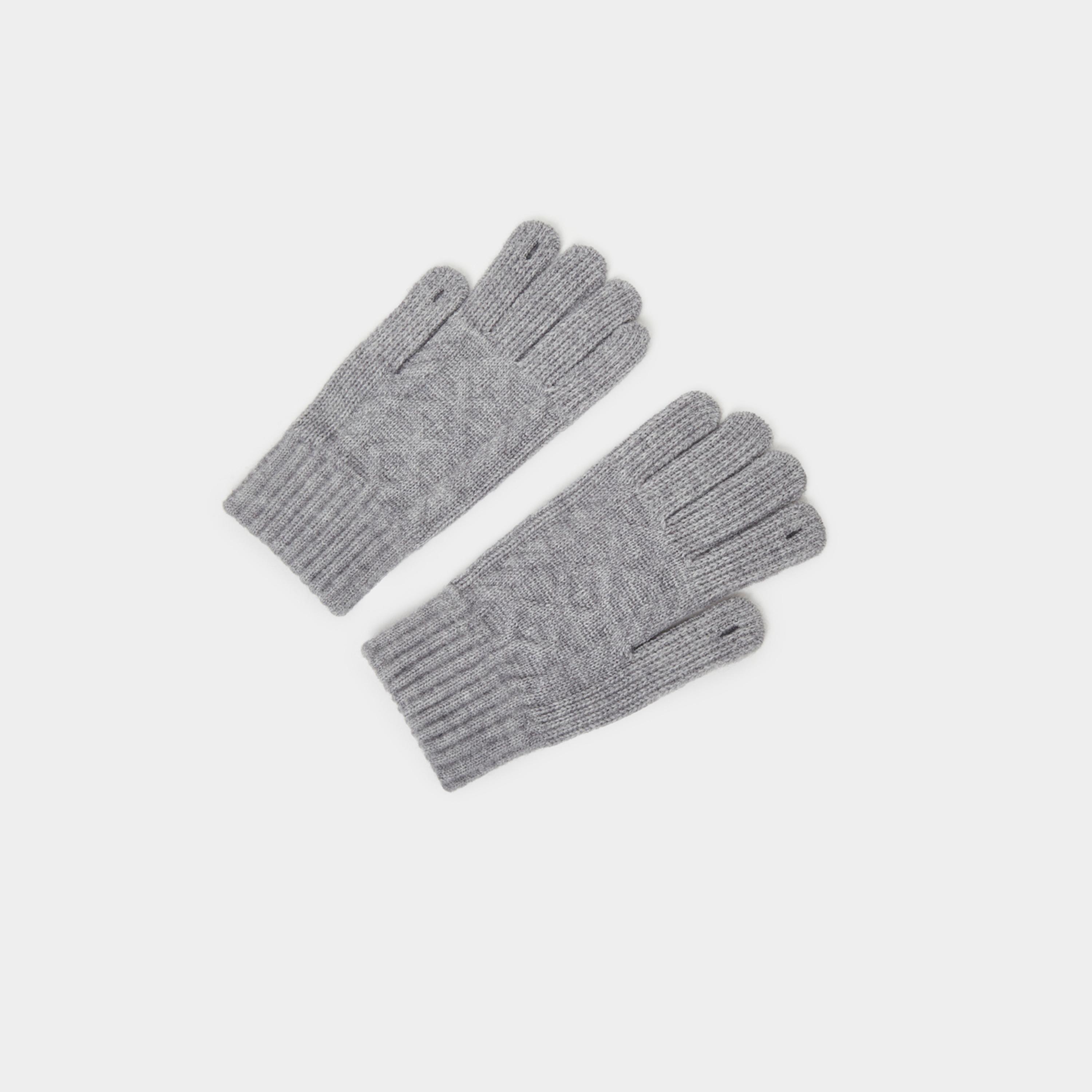 Styli Textured Knit Gloves-women-winterwear-gloves-image-2