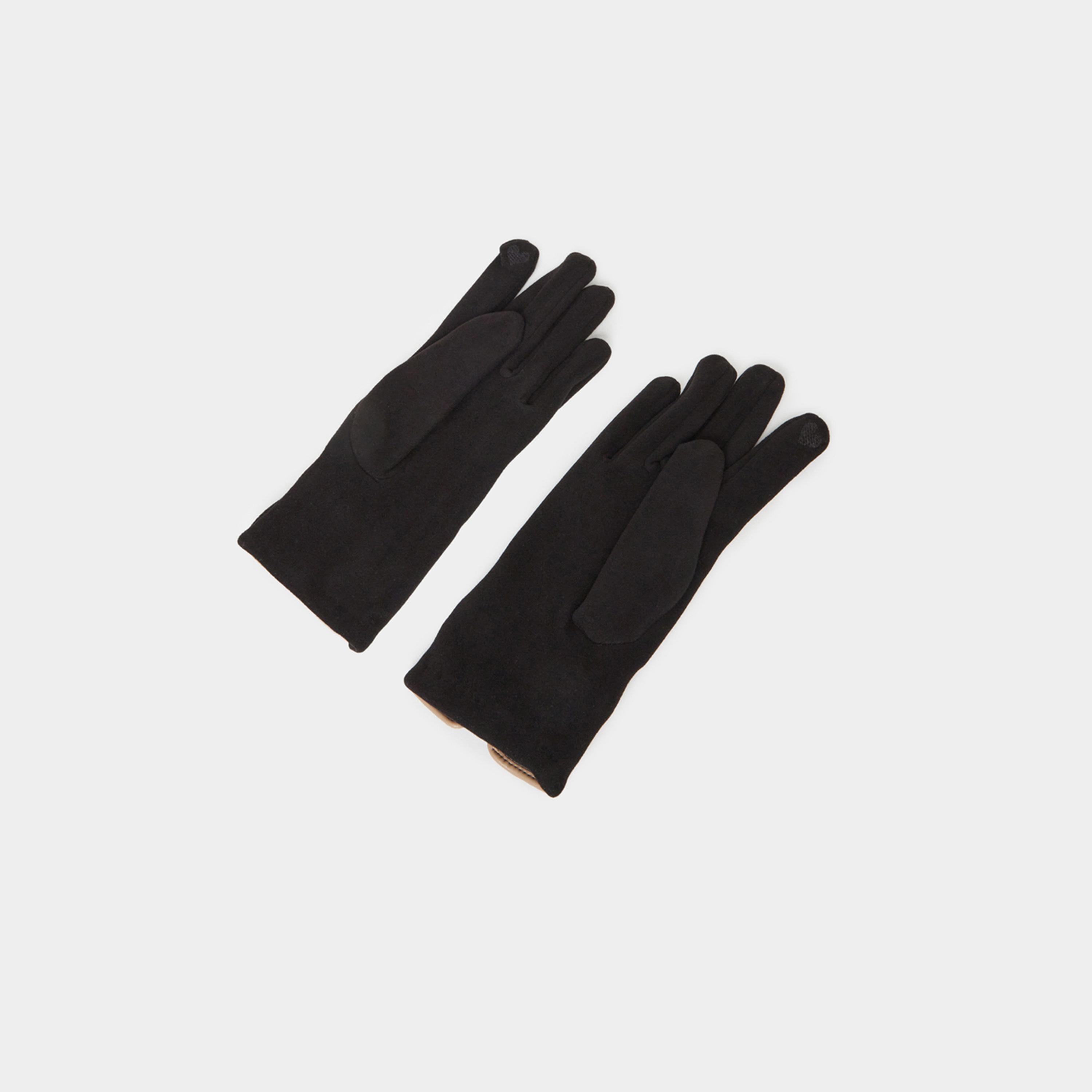 Styli Plain Gloves with Contrast Piping-women-winterwear-gloves-image-2