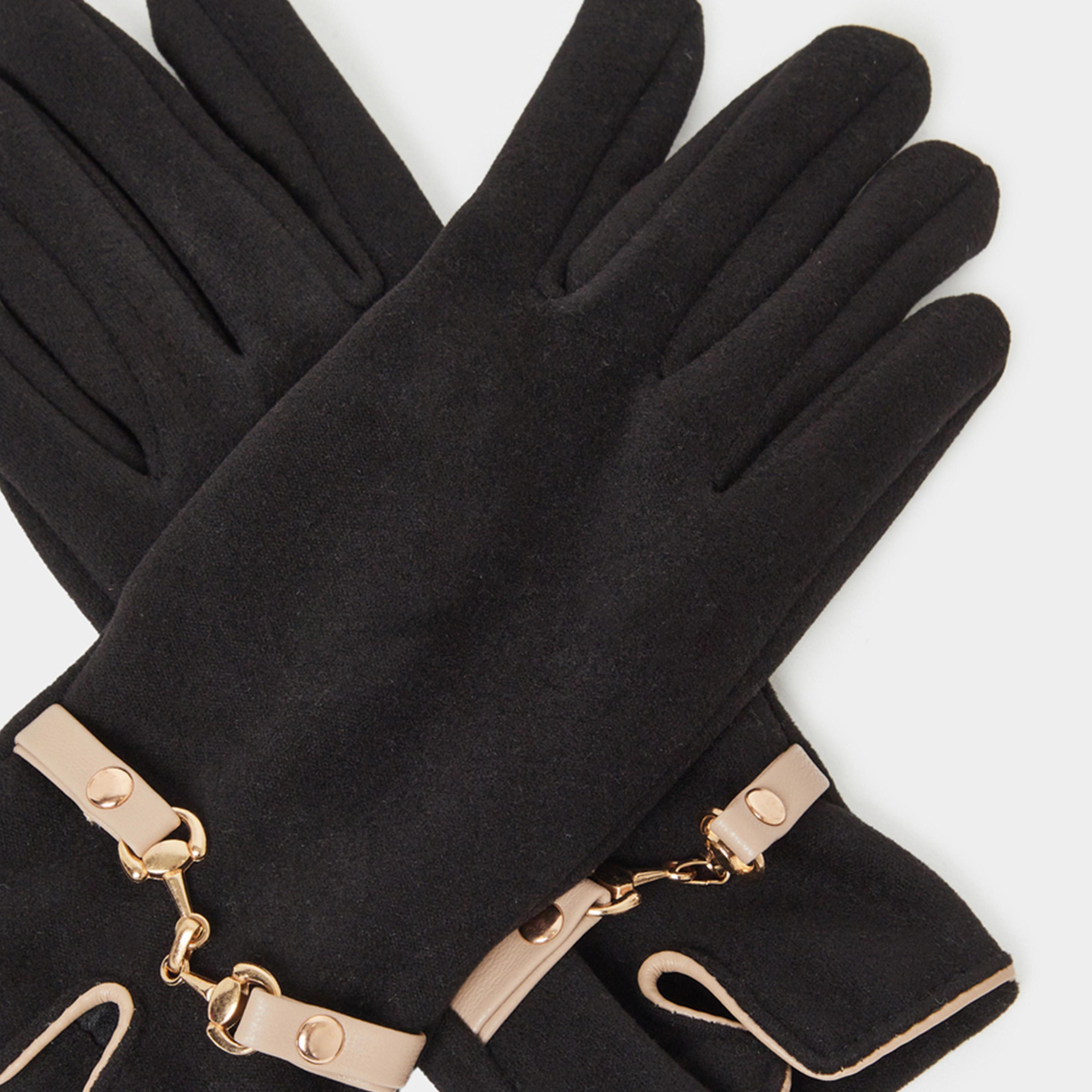 ستايلي - قفازات عادية مع حواف متباينة-women-winterwear-gloves-image-4
