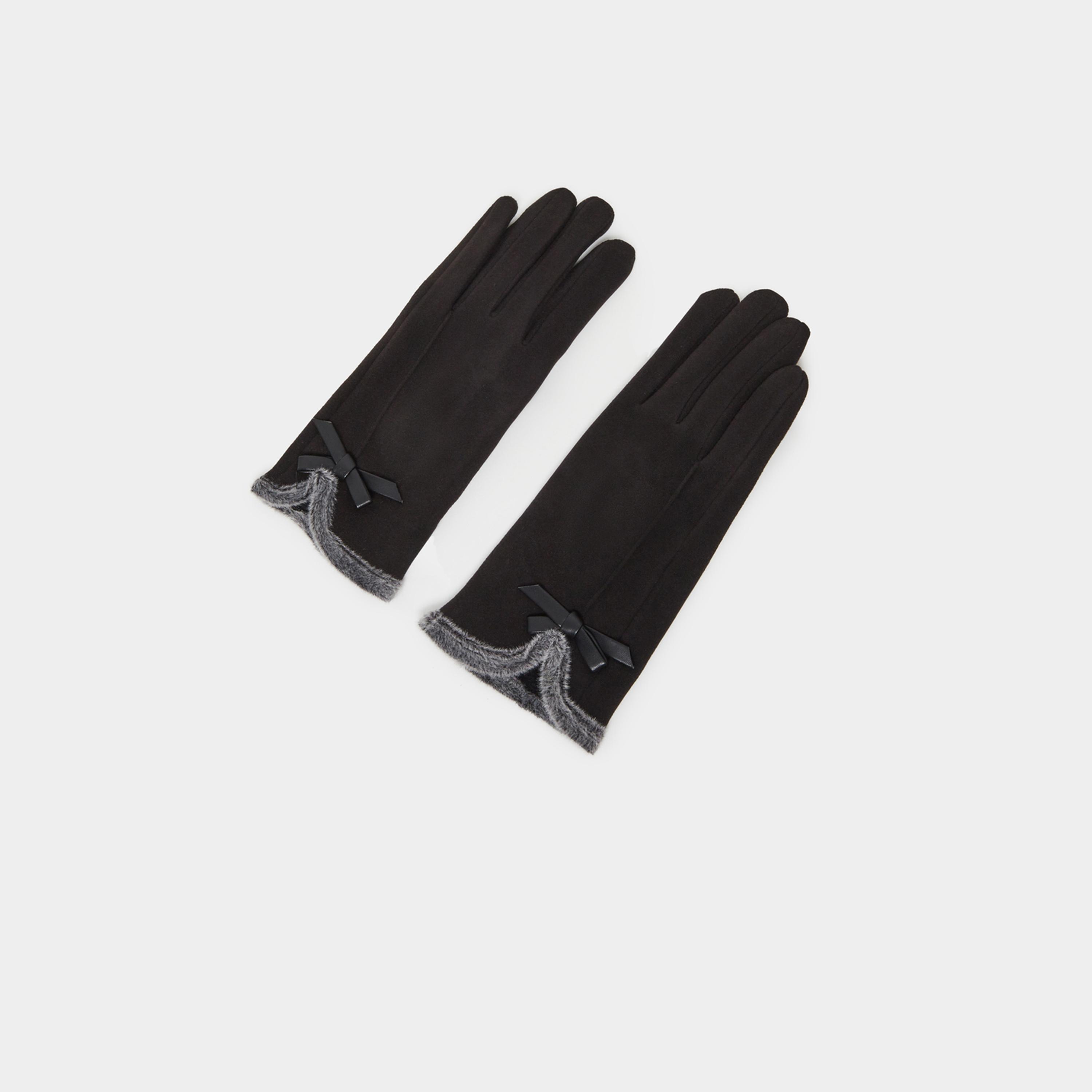 ستايلي - قفازات بتفاصيل شريطية-women-winterwear-gloves-image-1