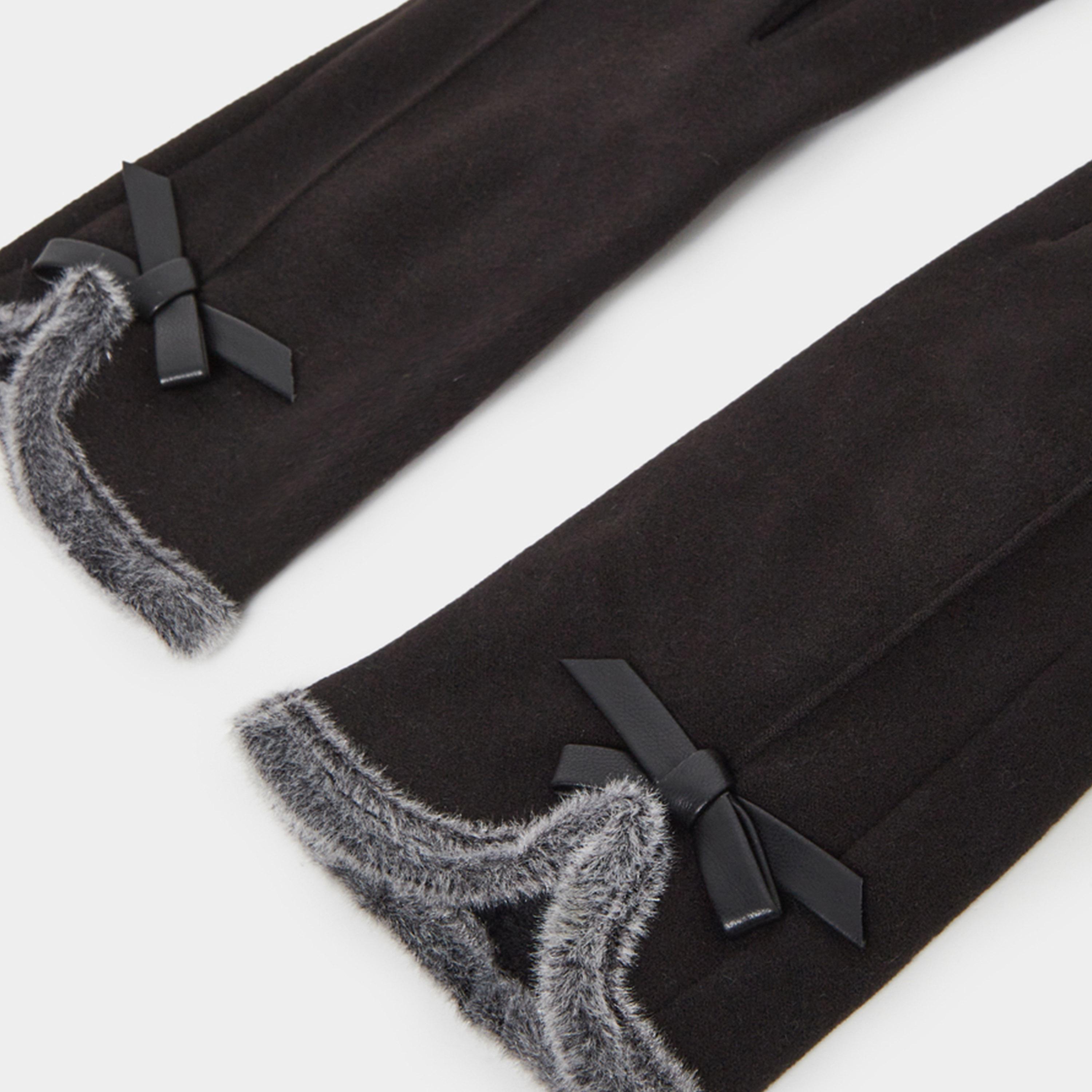 Styli Ribbon Detail Gloves-women-winterwear-gloves-image-3