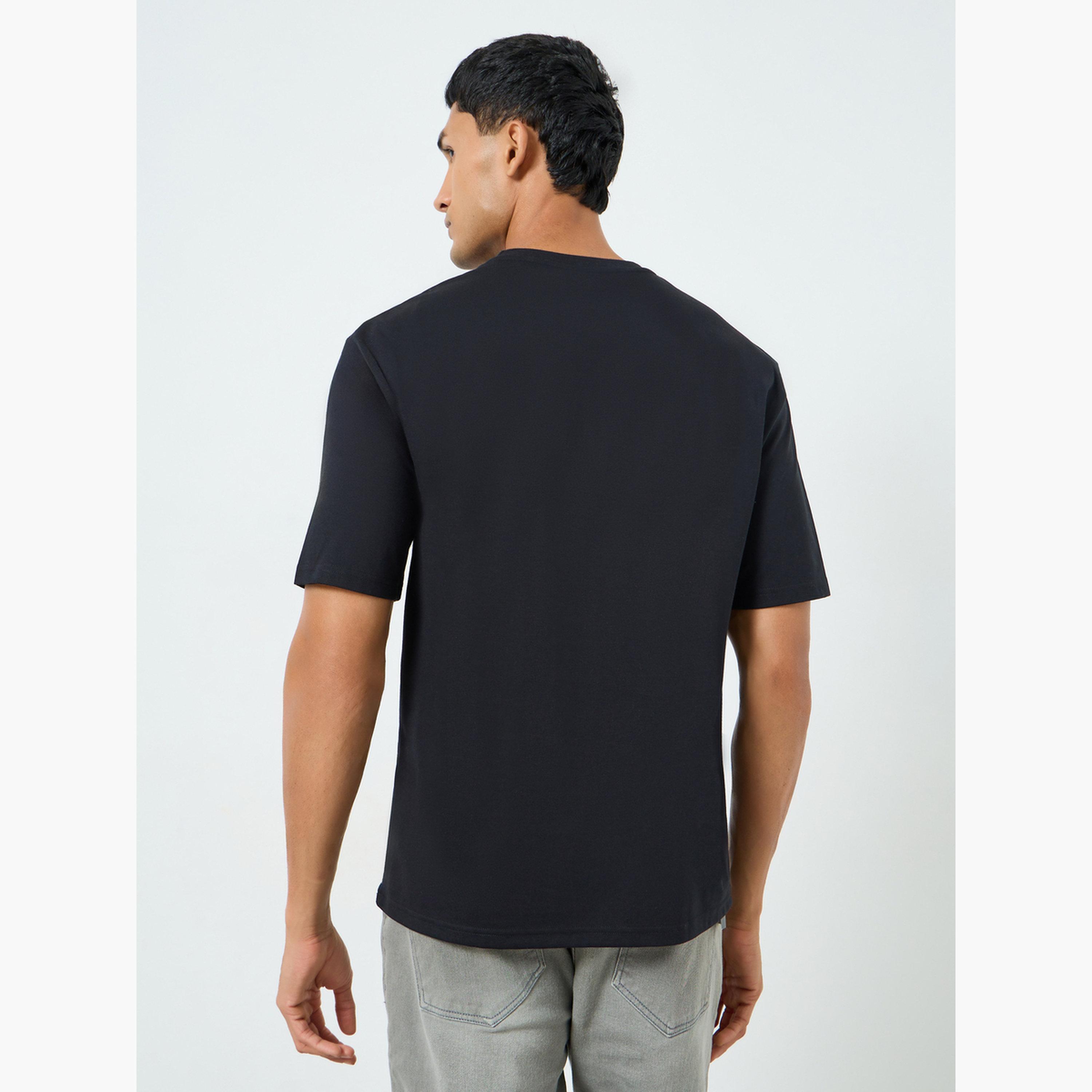 Styli Men Black Graphic Print Crew Neck T-Shirt-men-clothing-tshirtsandpolos-tshirts-image-5