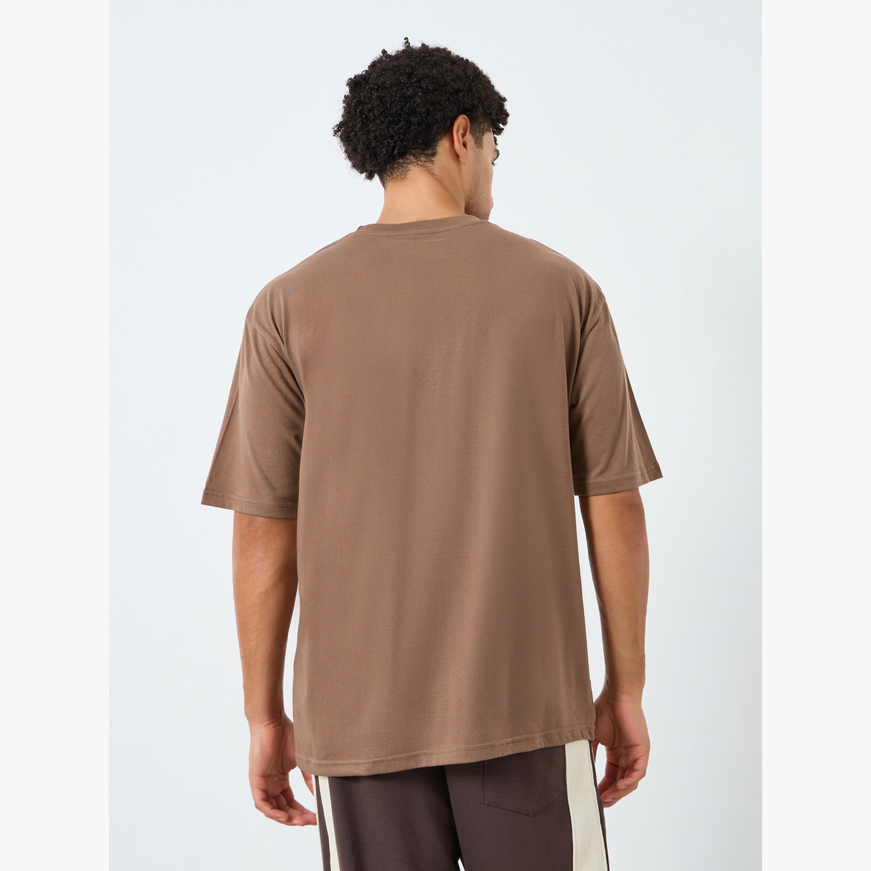 Styli Men Brown Embroidered Oversized T-Shirt-men-clothing-tshirtsandpolos-tshirts-image-4