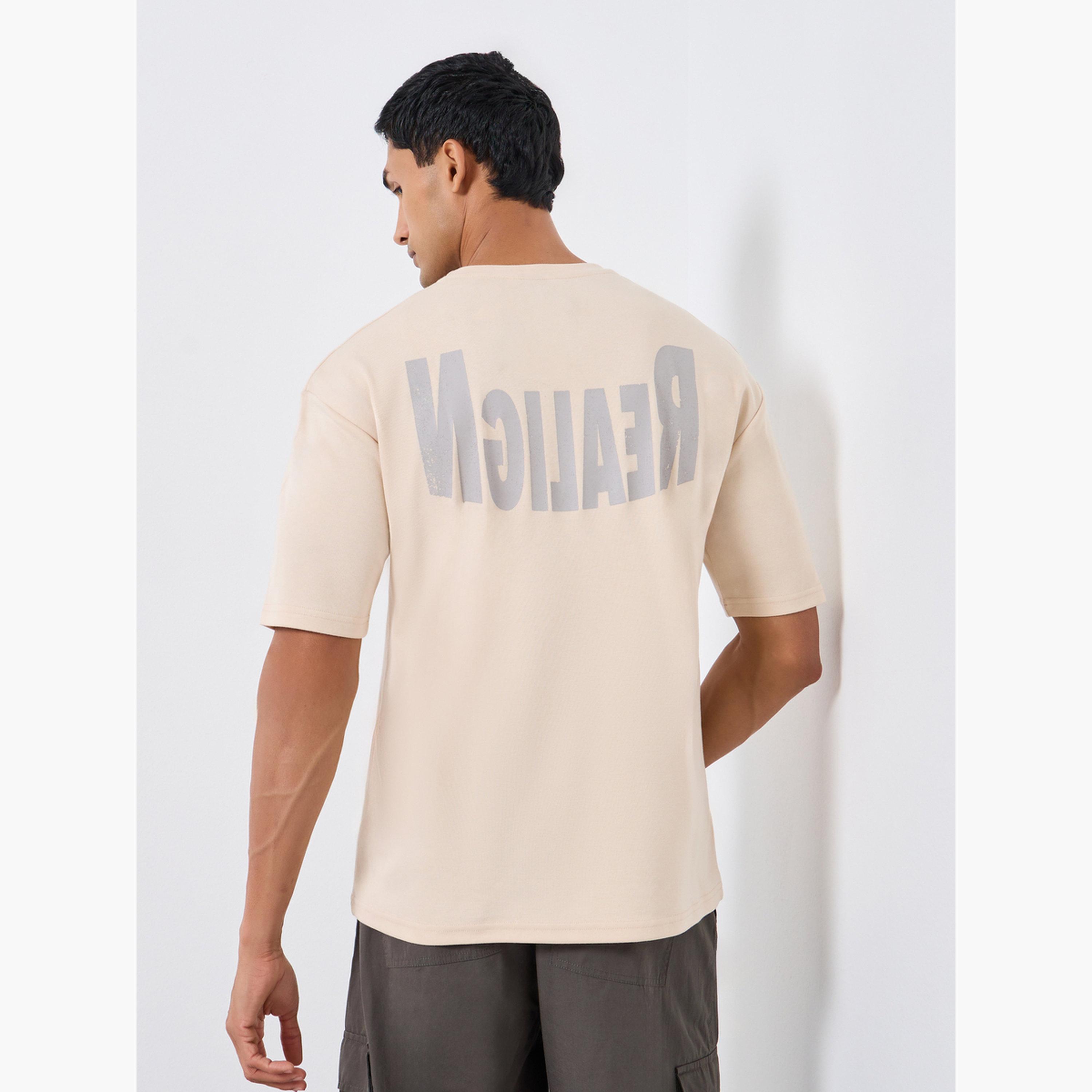 Styli Men Beige Graphic Print Oversized T-Shirt-men-clothing-tshirtsandpolos-tshirts-image-3
