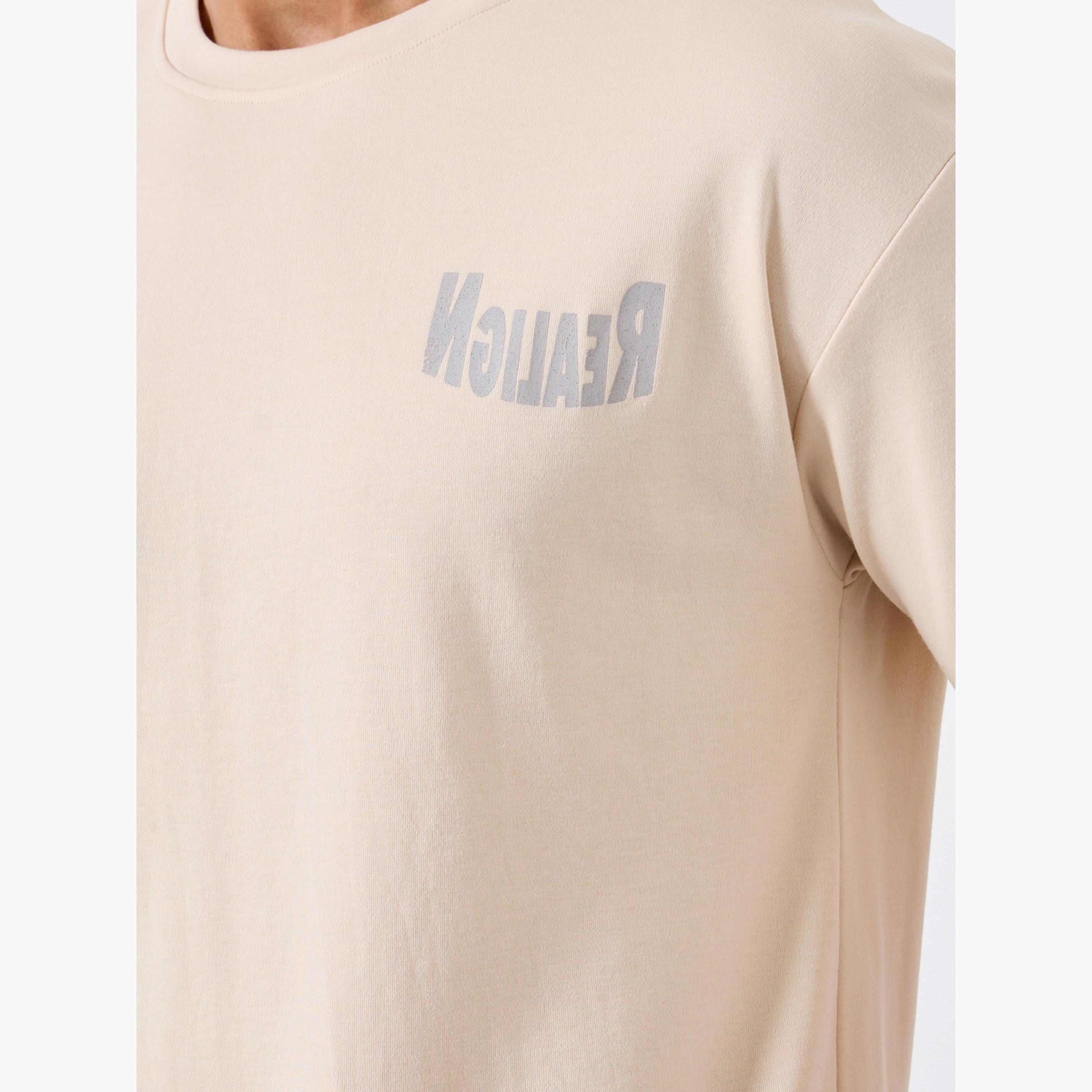 Styli Men Beige Graphic Print Oversized T-Shirt-men-clothing-tshirtsandpolos-tshirts-image-4