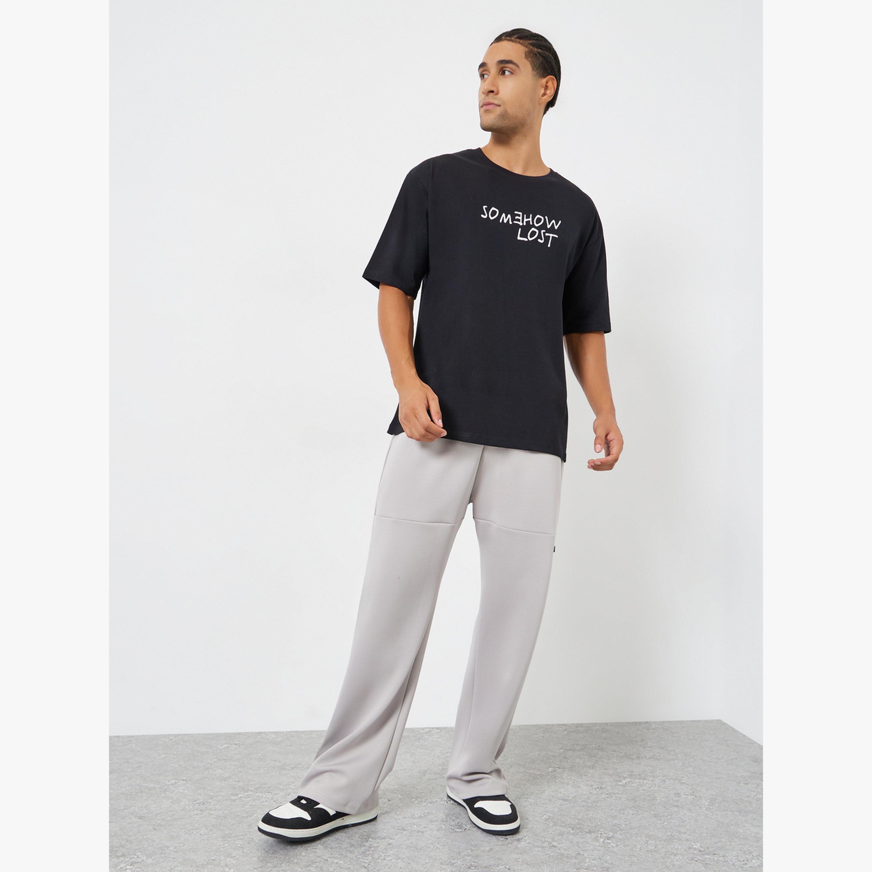 Styli Men Black Oversized Slogan Print T-Shirt-men-clothing-tshirtsandpolos-tshirts-image-2