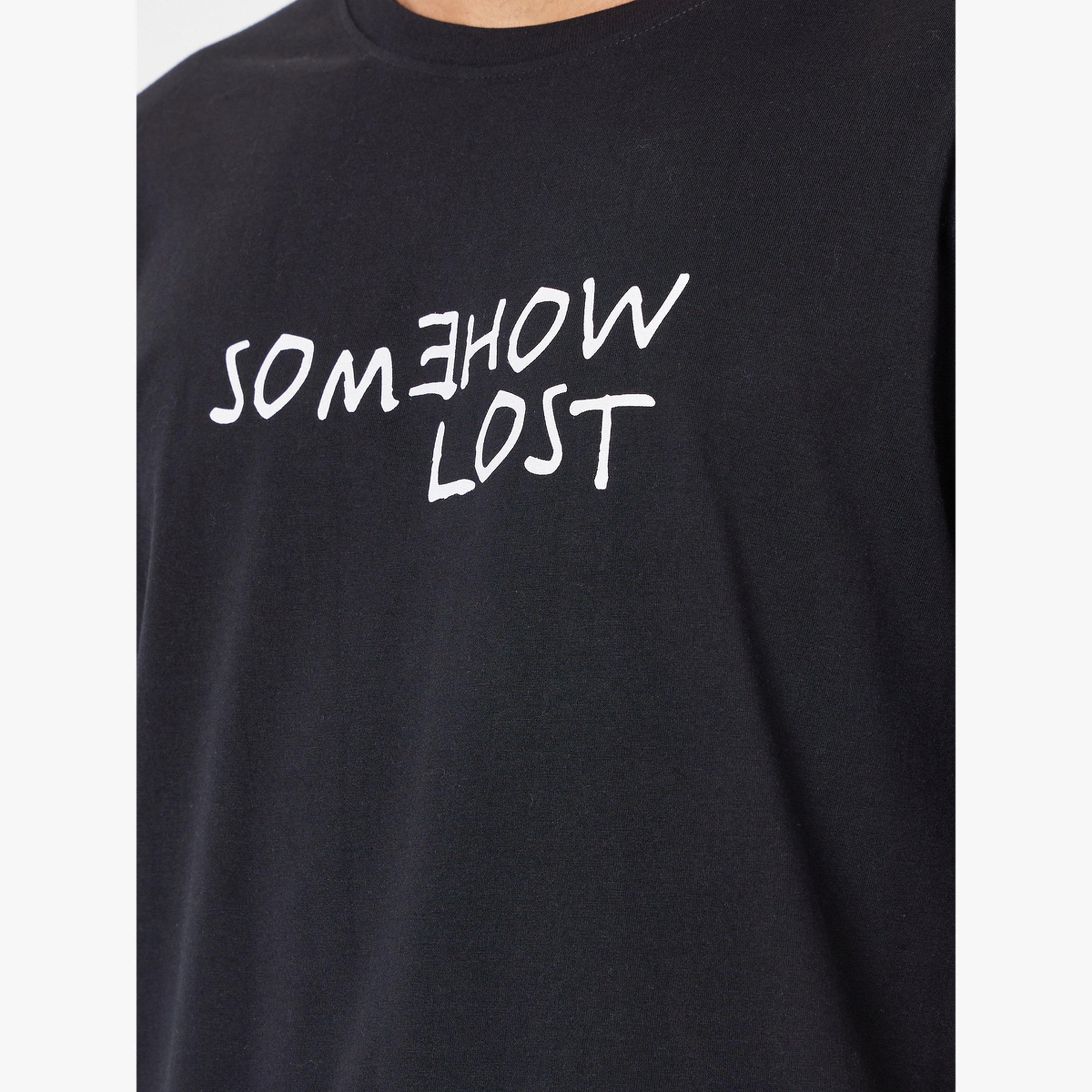 Styli Men Black Oversized Slogan Print T-Shirt-men-clothing-tshirtsandpolos-tshirts-image-4