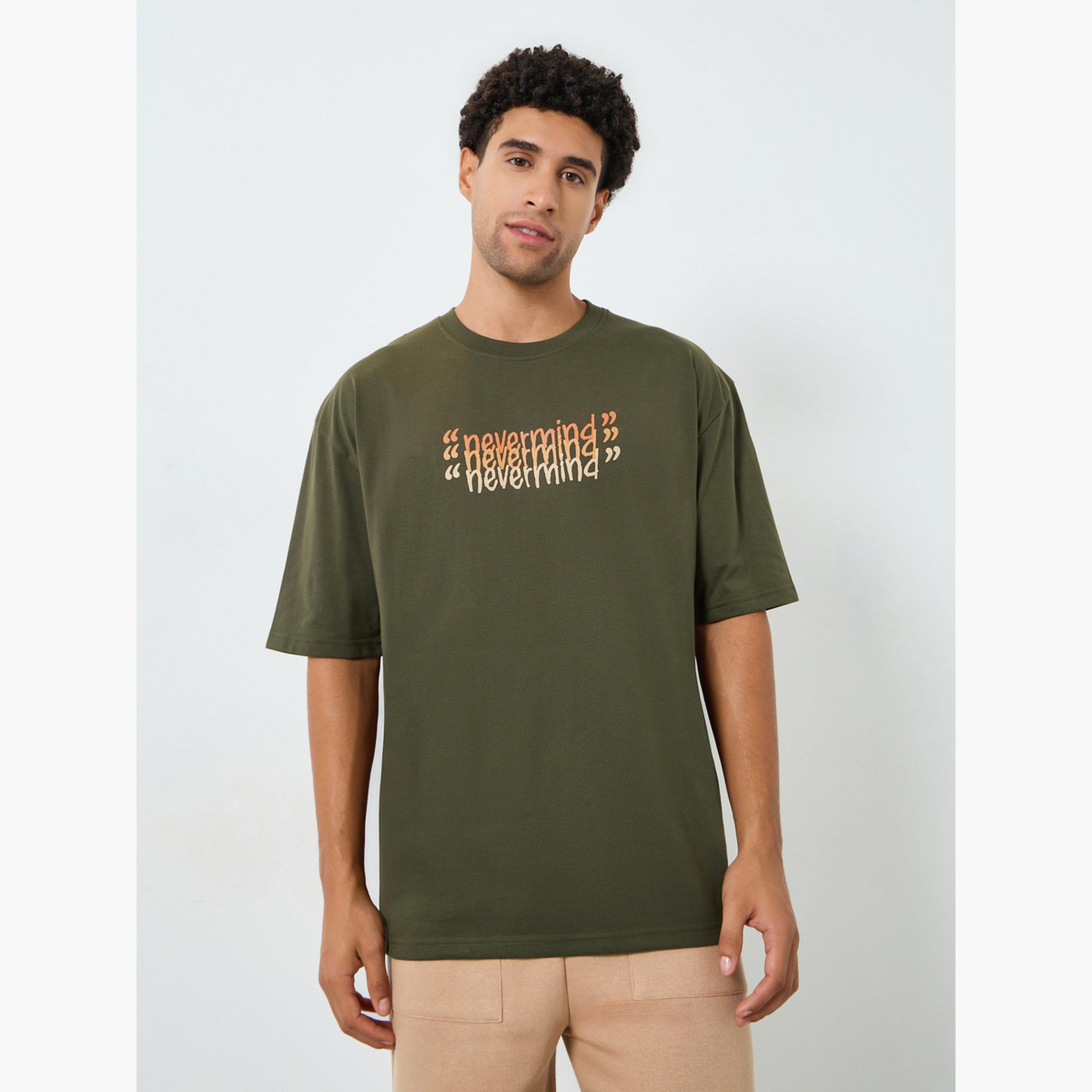 Styli Men Olive Graphic Print Oversized T-Shirt-men-clothing-tshirtsandpolos-tshirts-image-1