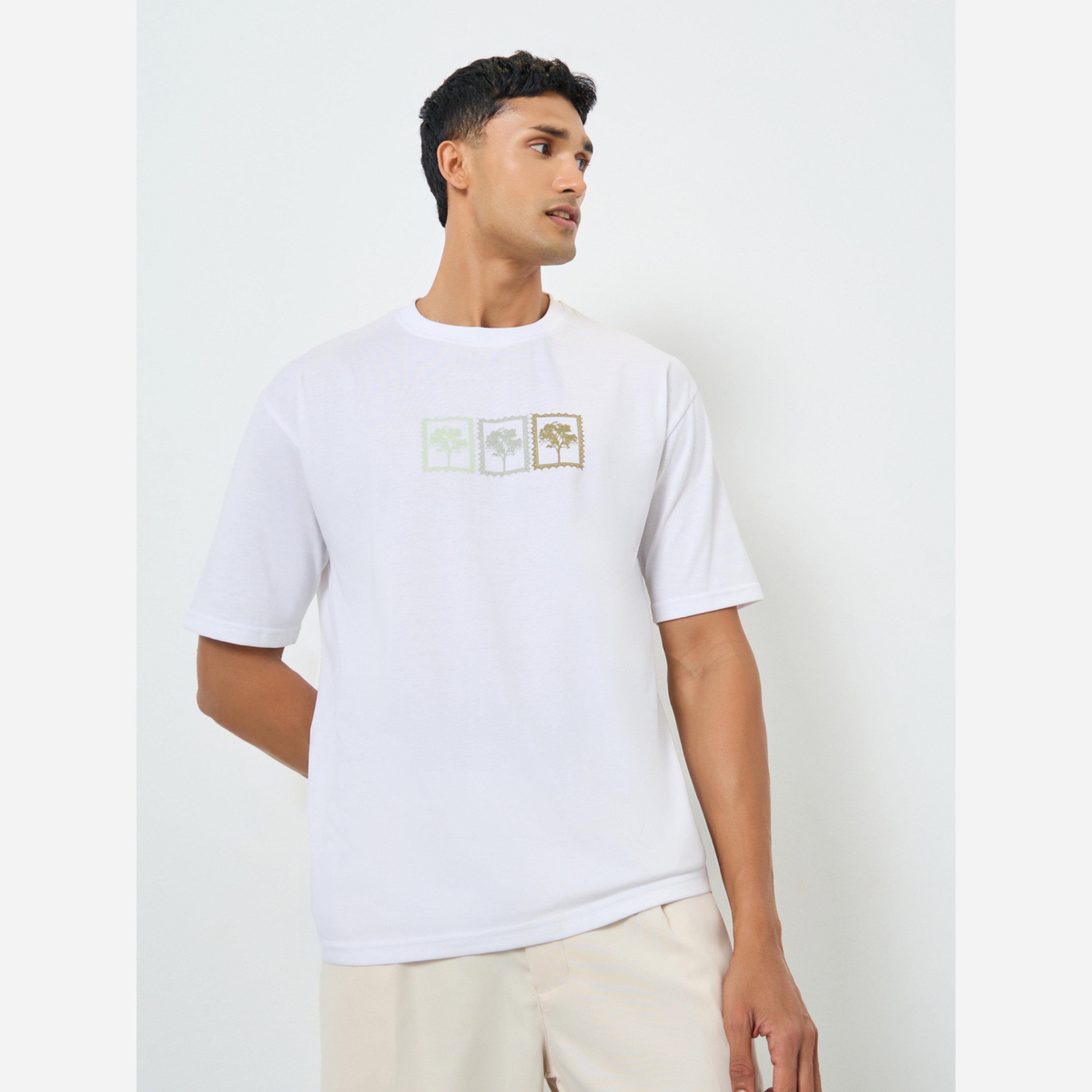 ستايلي - تيشيرت رجالي لون أبيض مقاس واسع طبعة-men-clothing-tshirtsandpolos-tshirts-image-1