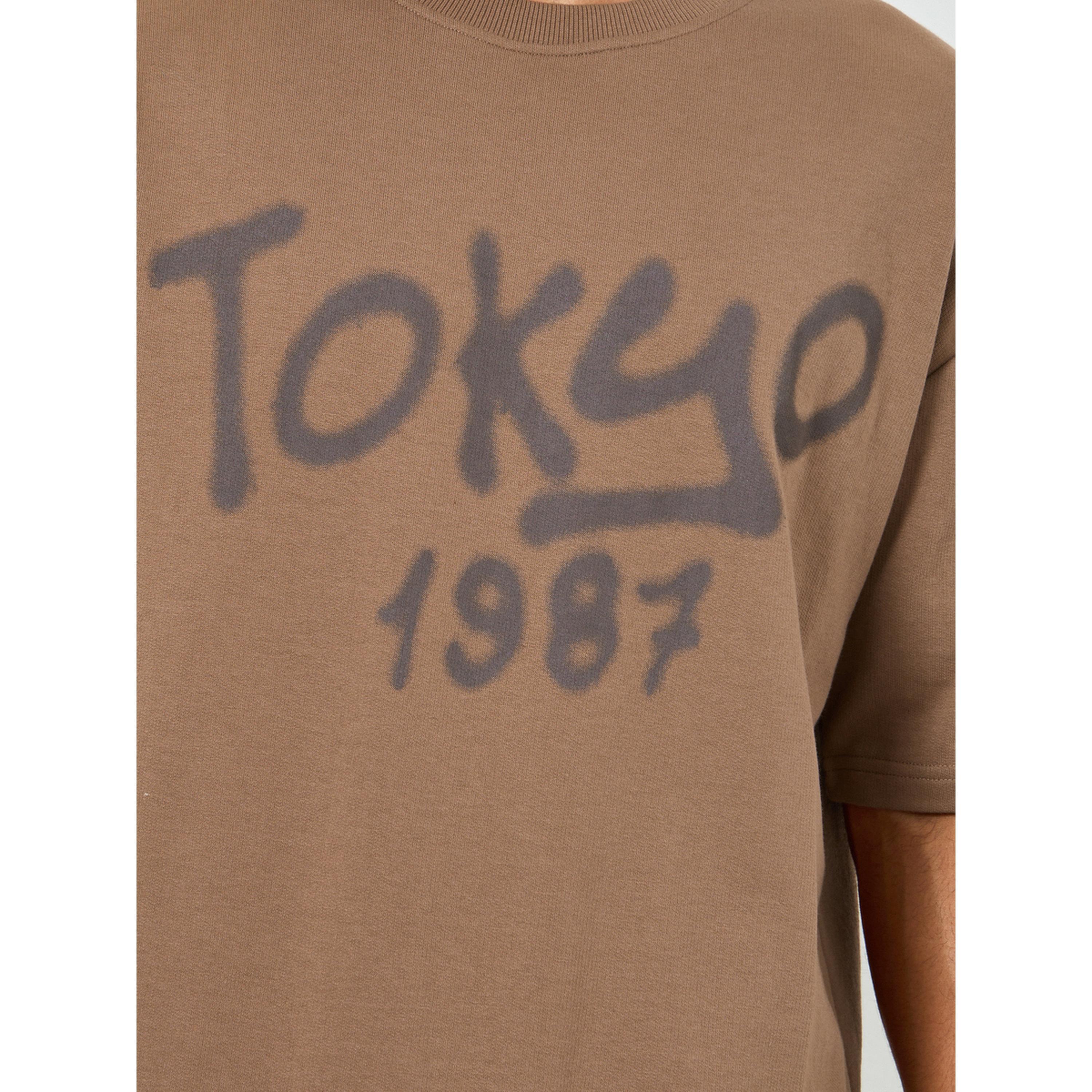 Styli Men Brown Oversized Graphic Print T-Shirt-men-clothing-tshirtsandpolos-tshirts-image-4
