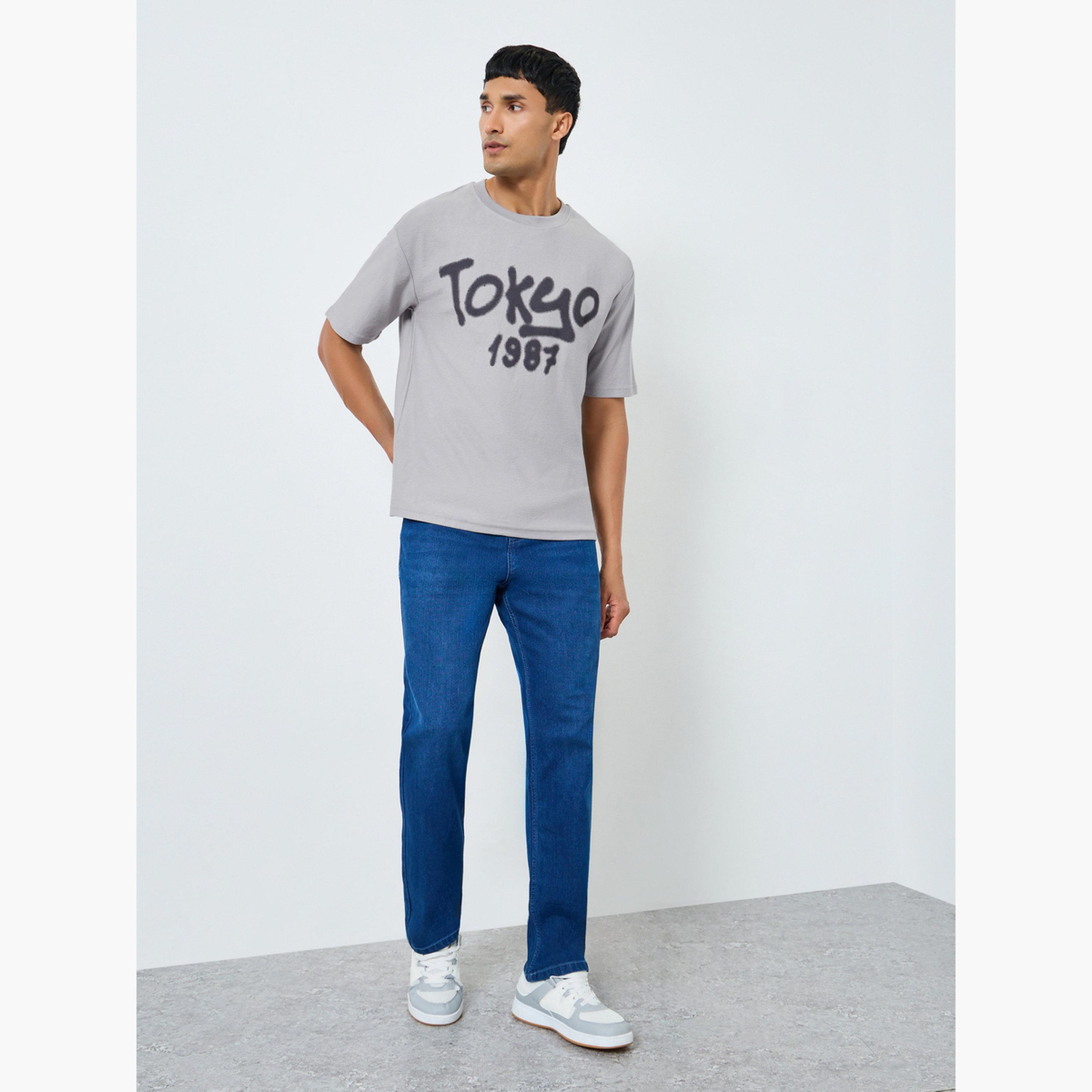 Styli Men Grey Tokyo Graphic Print Oversized T-Shirt-men-clothing-tshirtsandpolos-tshirts-image-2