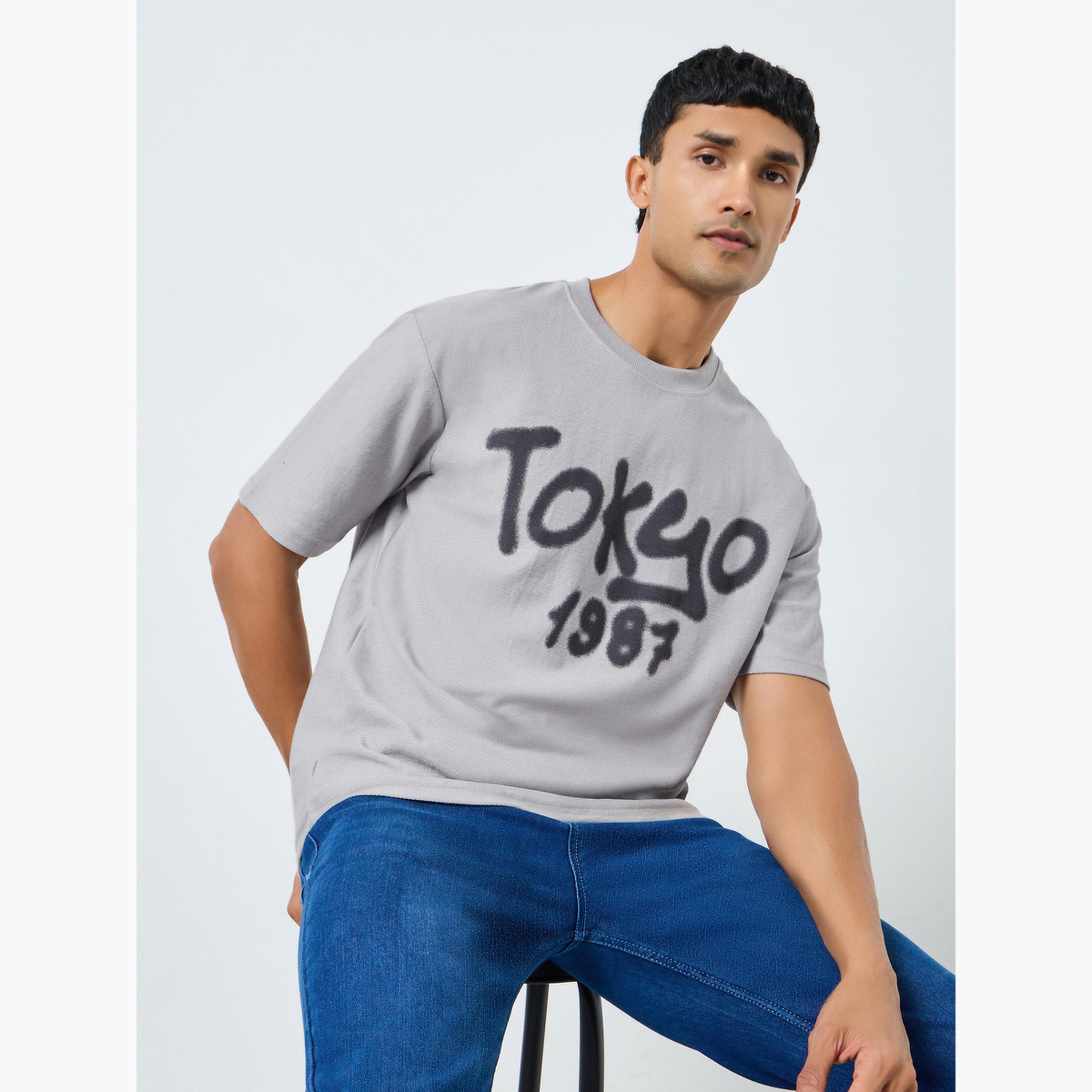 Styli Men Grey Tokyo Graphic Print Oversized T-Shirt-men-clothing-tshirtsandpolos-tshirts-image-3