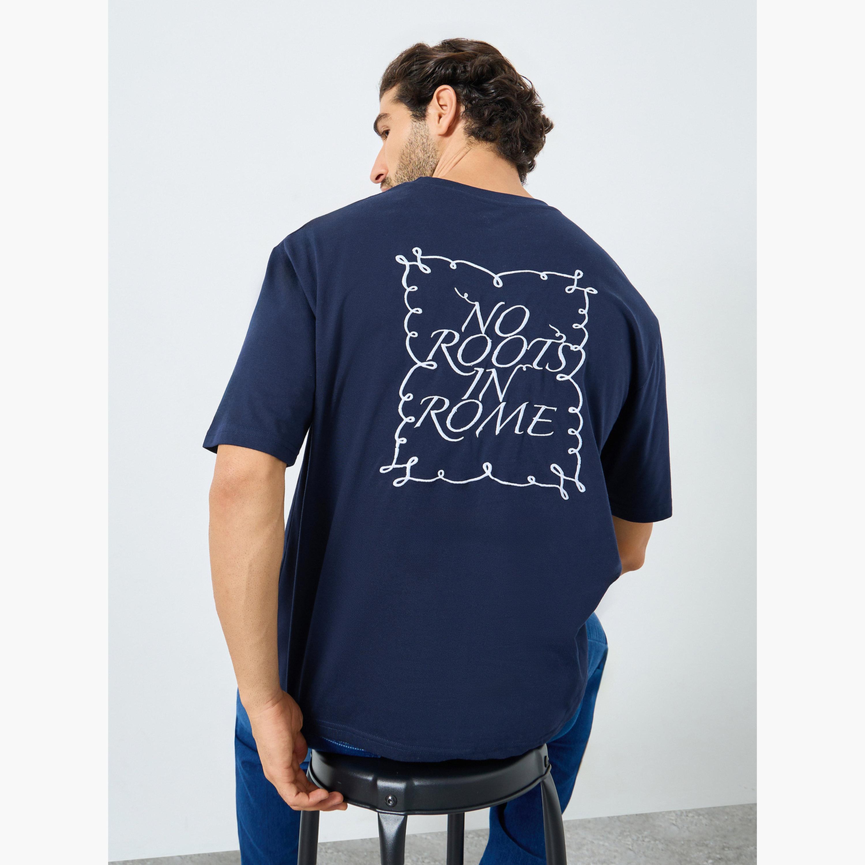 Styli Navy Blue Embroidered Oversized T-Shirt-men-clothing-tshirtsandpolos-tshirts-image-3