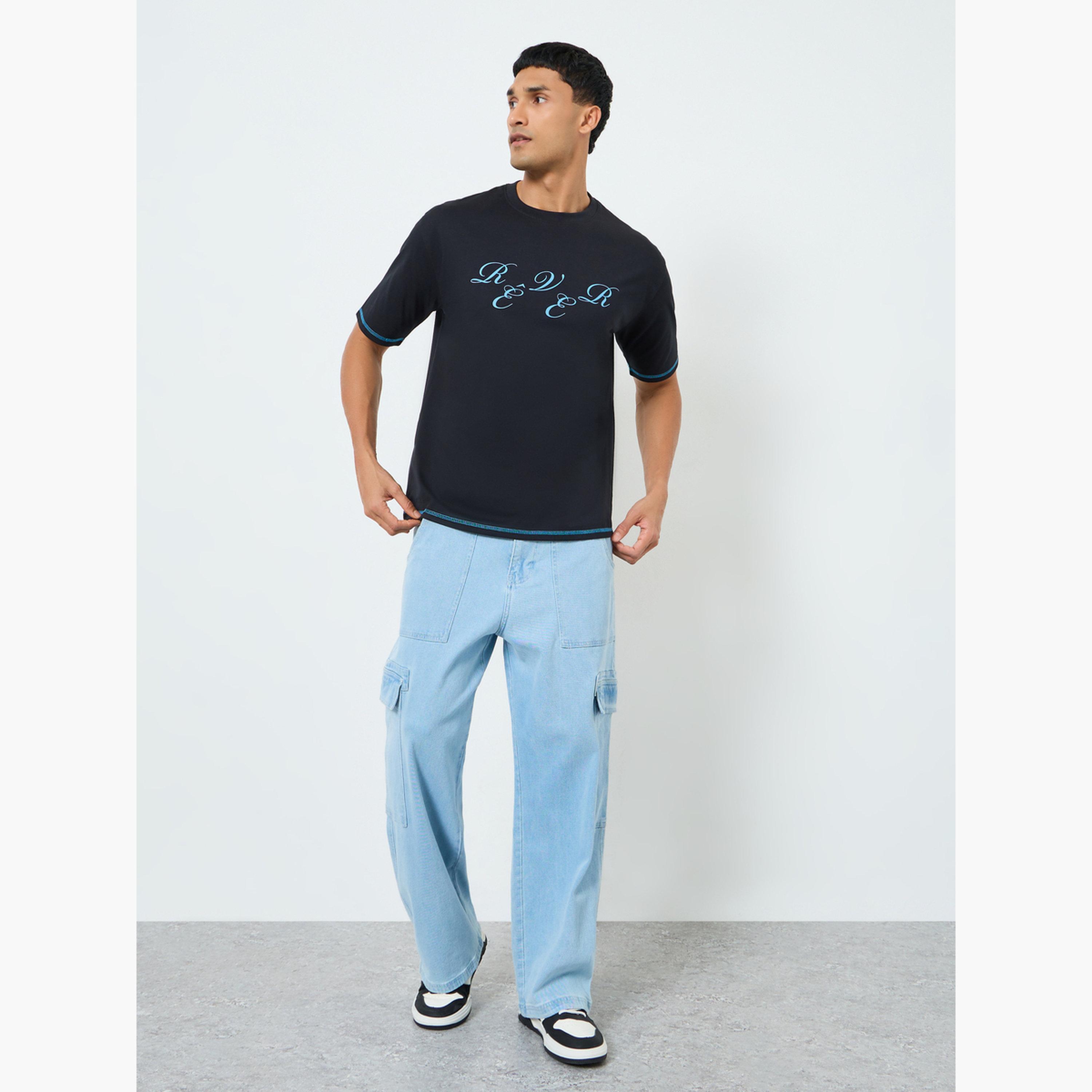 Styli Men Black Oversized Graphic Print T-Shirt-men-clothing-tshirtsandpolos-tshirts-image-2