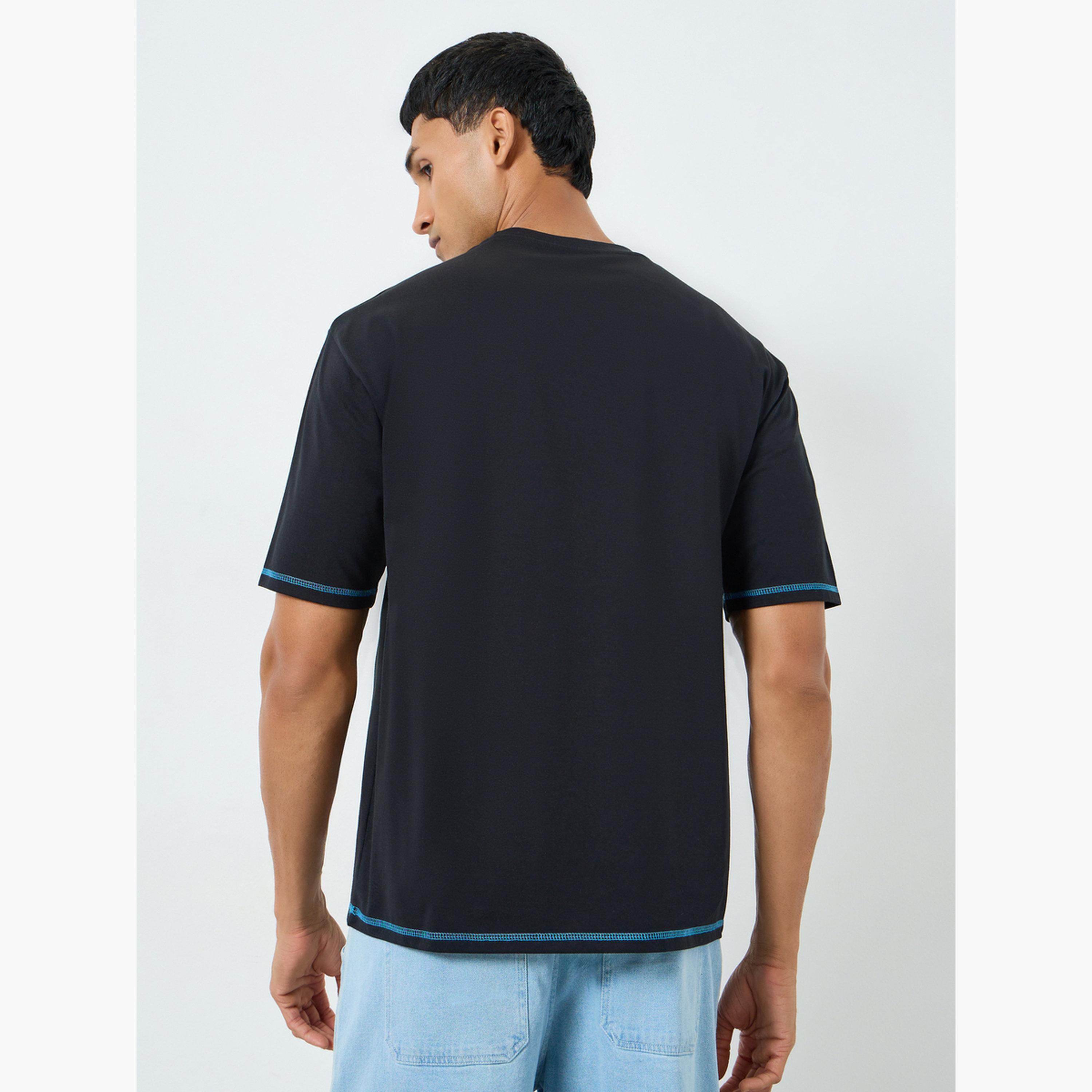 Styli Men Black Oversized Graphic Print T-Shirt-men-clothing-tshirtsandpolos-tshirts-image-4