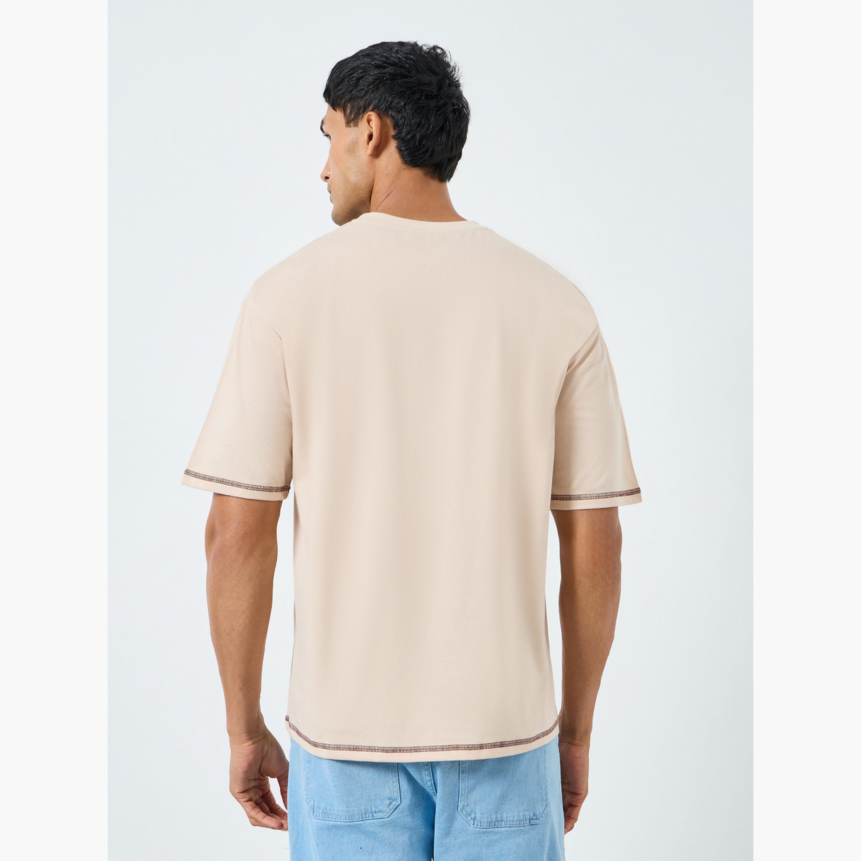 Styli Men Beige Graphic Print Oversized T-Shirt-men-clothing-tshirtsandpolos-tshirts-image-5