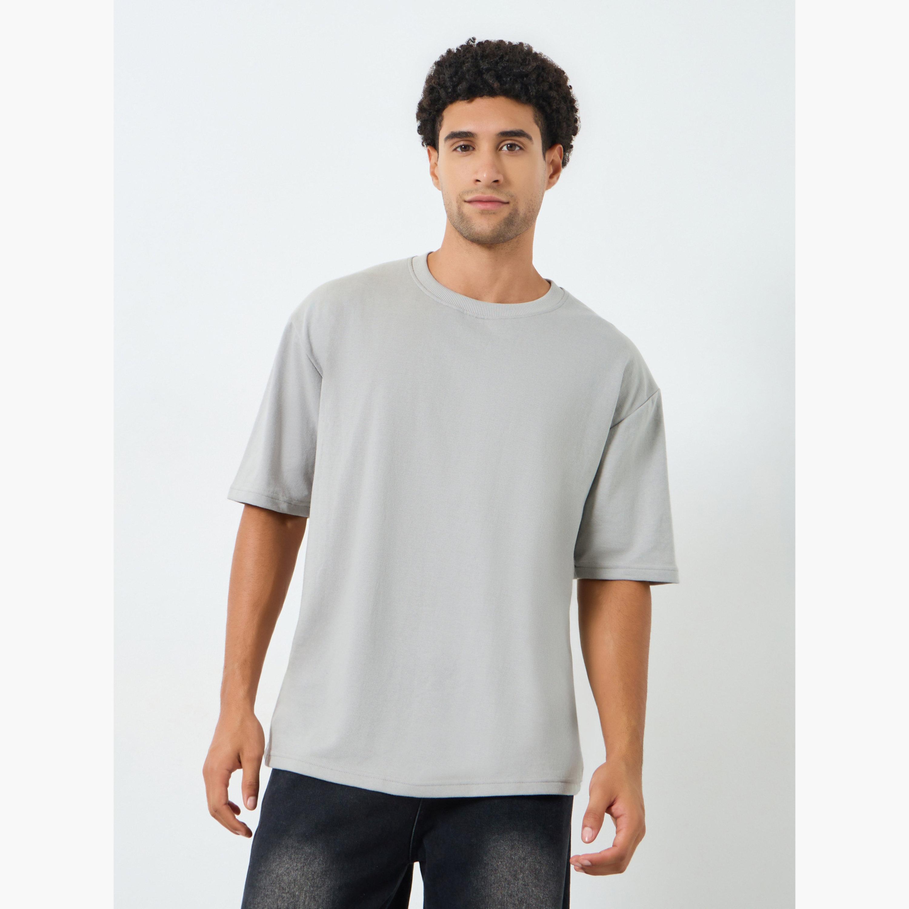 Styli Men Grey Oversized Graphic Print T-Shirt-men-clothing-tshirtsandpolos-tshirts-image-1
