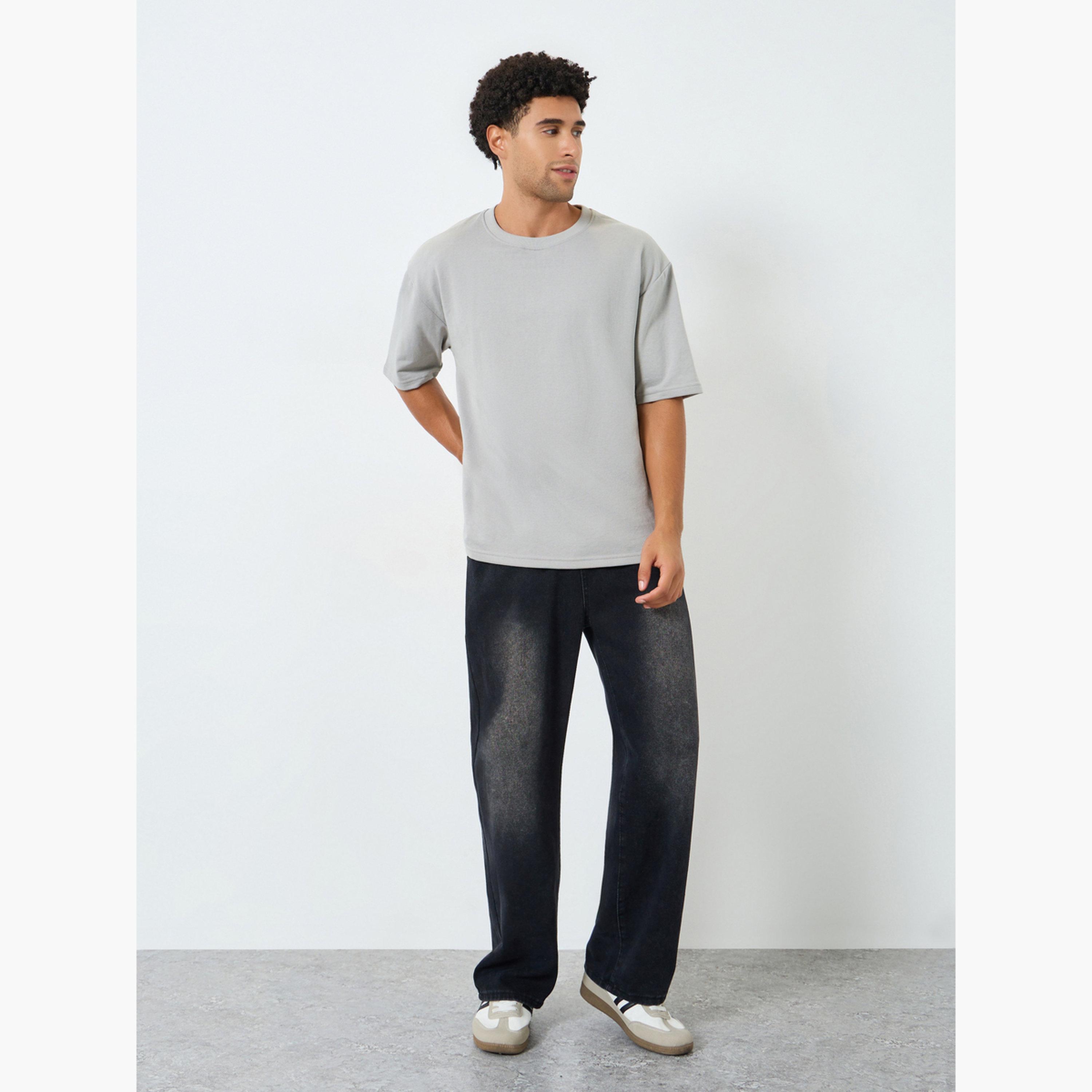Styli Men Grey Oversized Graphic Print T-Shirt-men-clothing-tshirtsandpolos-tshirts-image-2