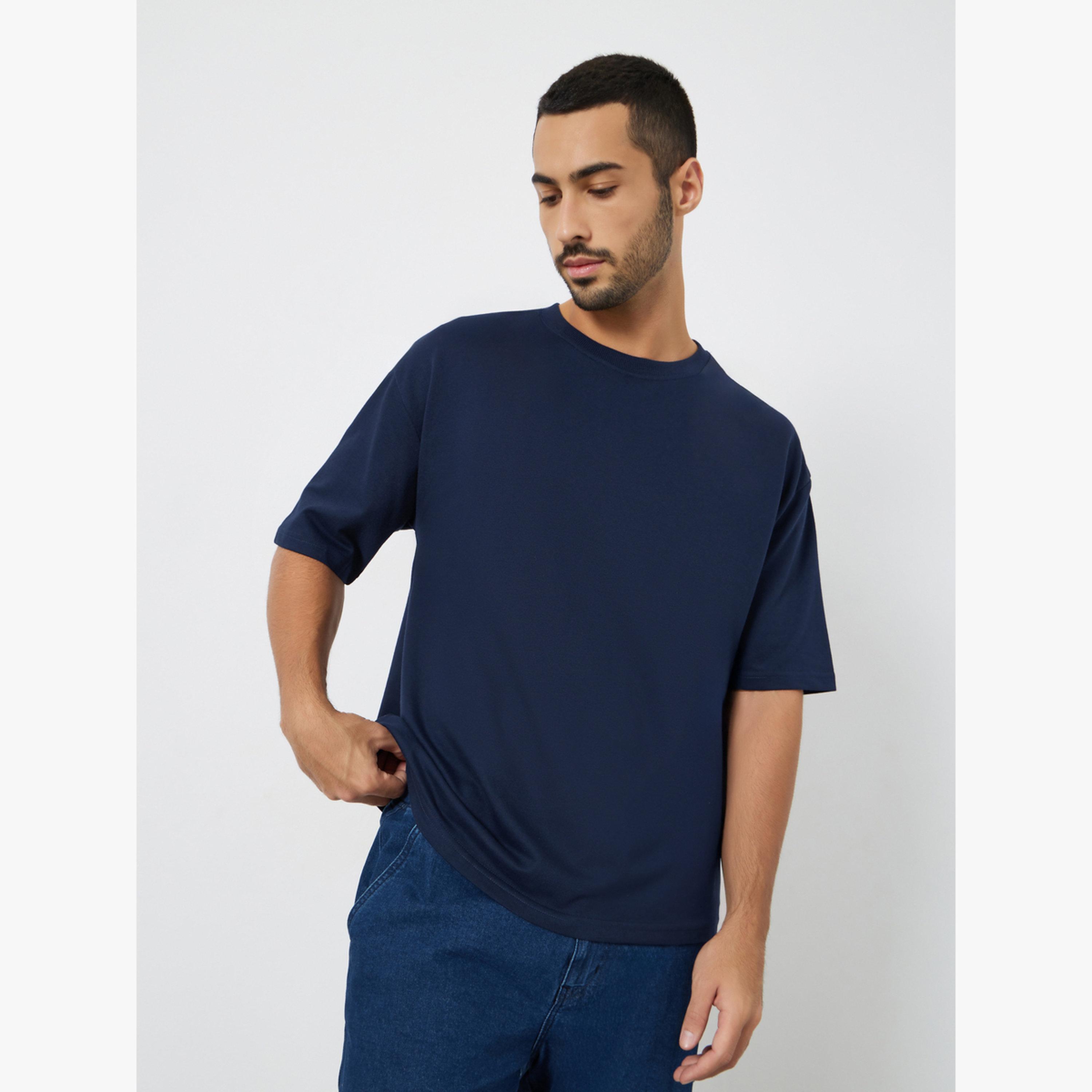 Styli Men Navy Blue Graphic Slogan Oversized T-Shirt-men-clothing-tshirtsandpolos-tshirts-image-1
